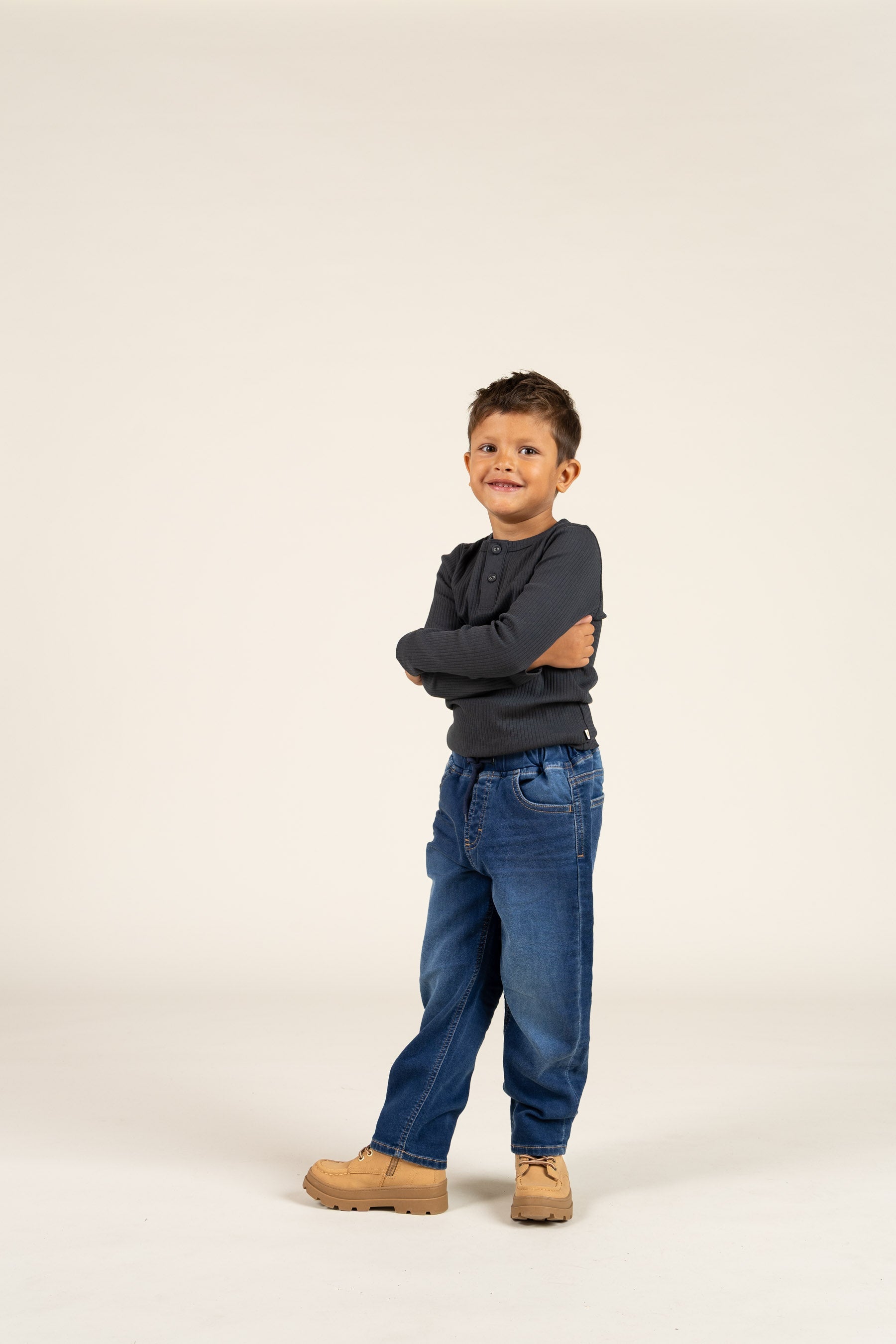 Katoenen rib T-shirt met lange mouwen - Kids - Forest Green | 100566 Manson