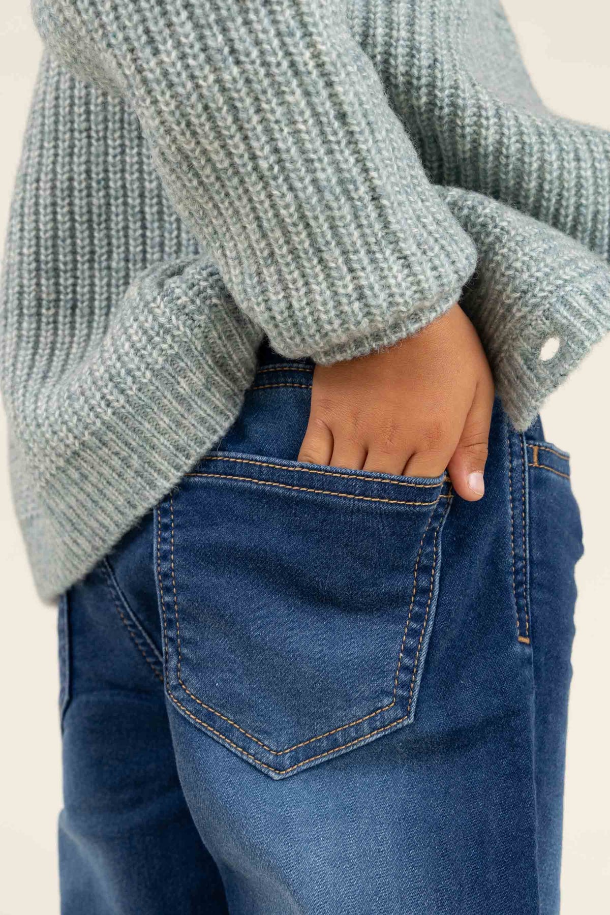 unisex vest van wolmix - Kids - Green Melange | 100747 Cork