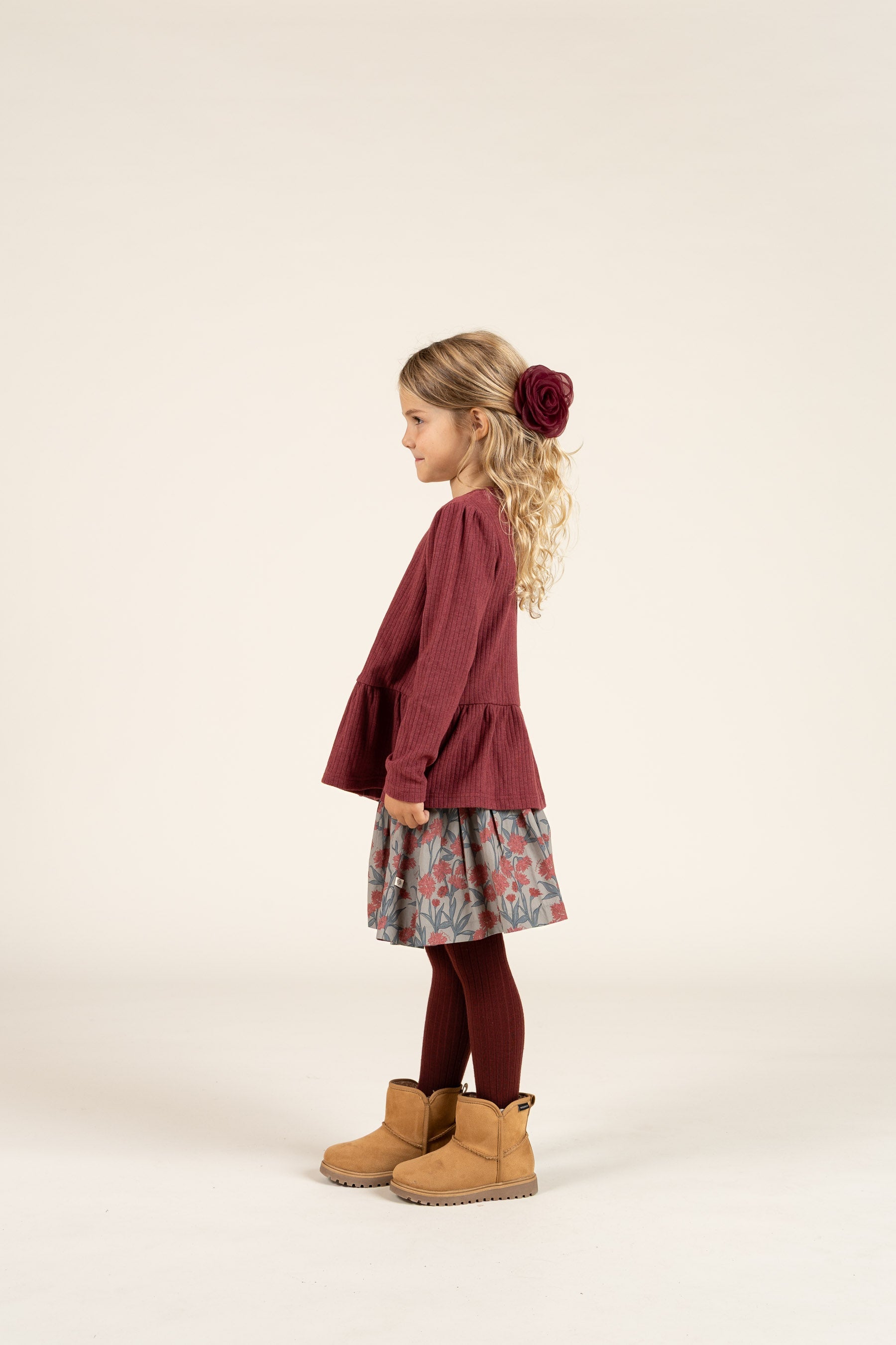 Zachte rib blouse - Kids - Burgundy Melange | 100700 Alana