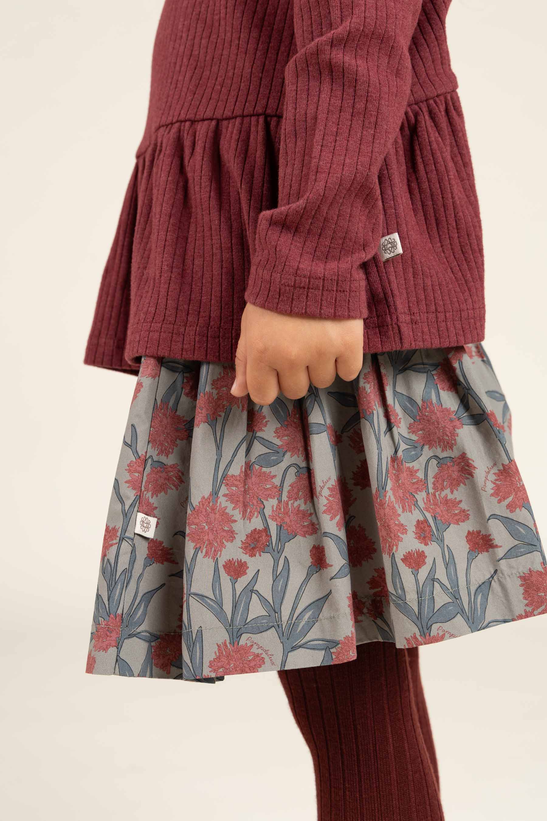 Bedrukte katoenen popeline rok - Kids - Rose / Green | 100717 Amy