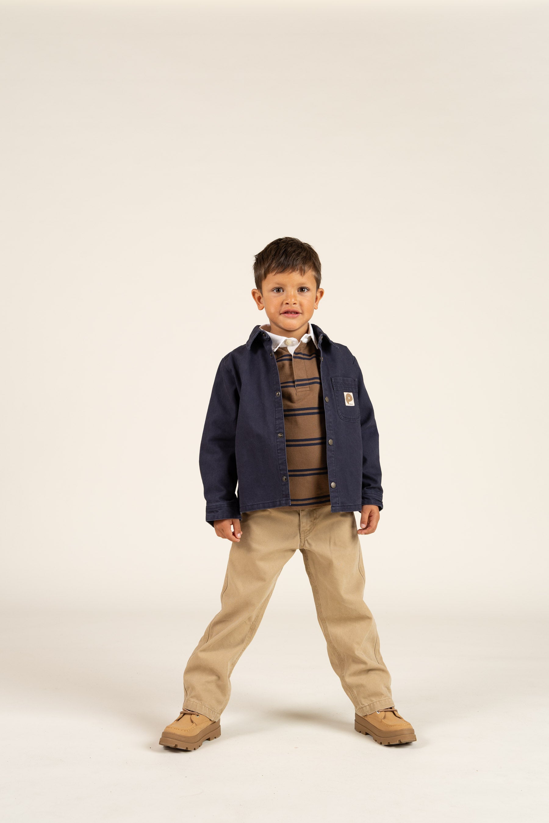 Polo Sweatshirt - Kids - Coffee / Navy | 100644 Grant