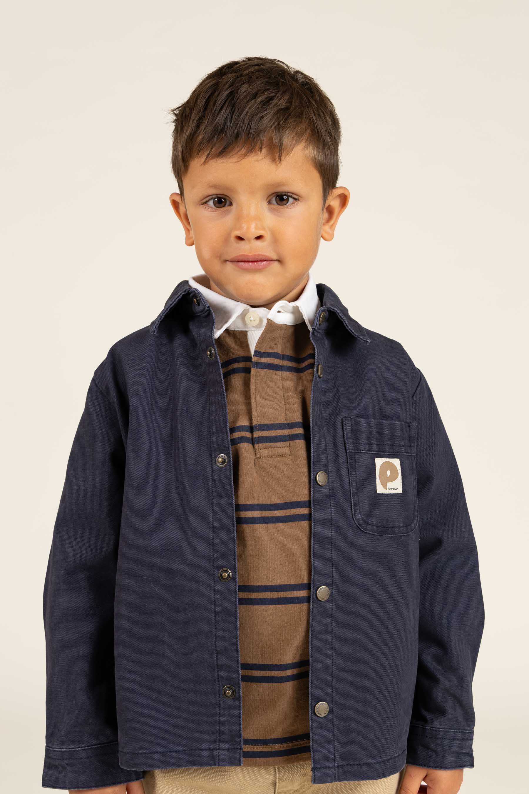 Polo Sweatshirt - Kids - Coffee / Navy | 100644 Grant