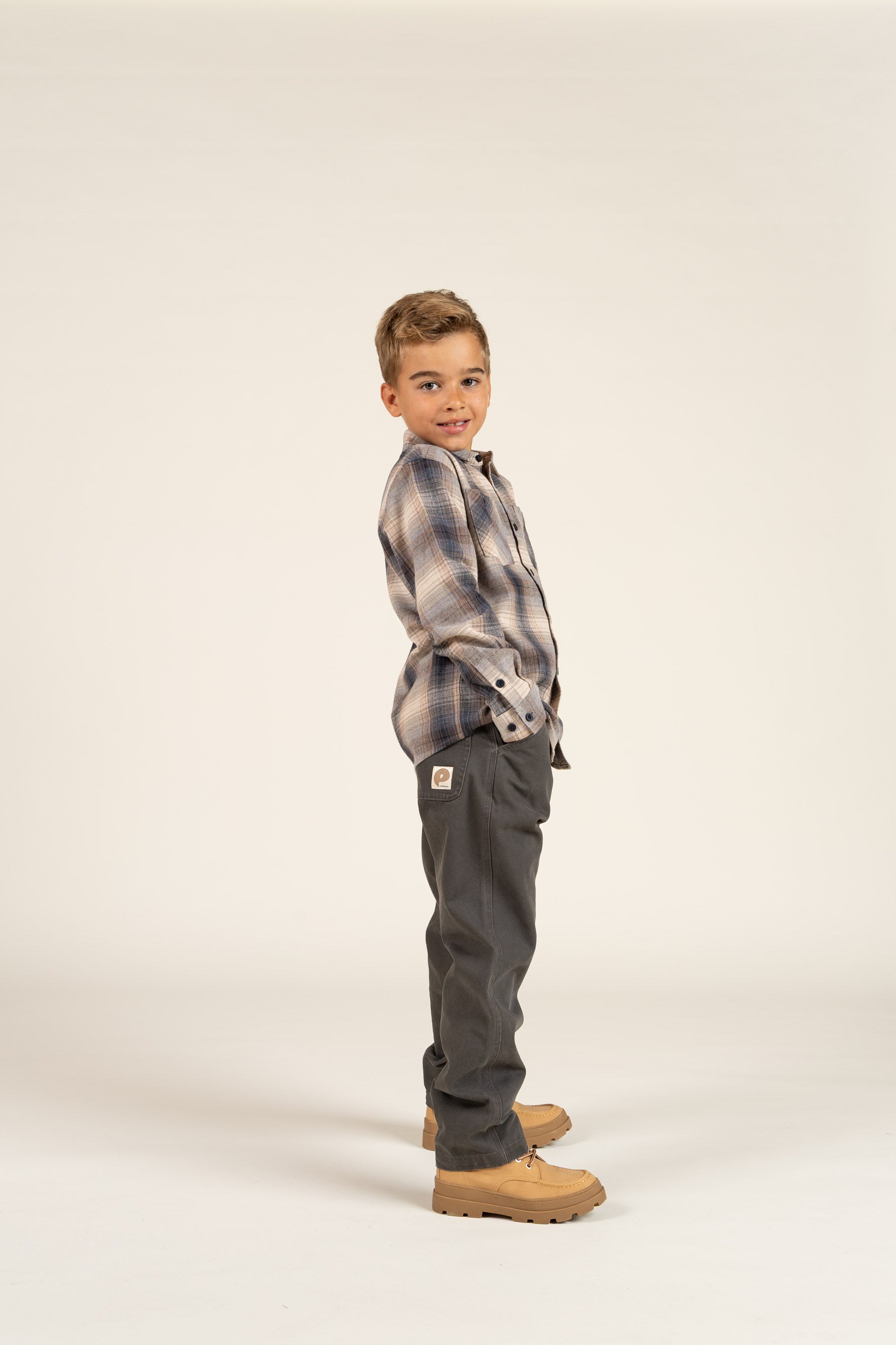 Geruit flanellen overhemd - Tween - Brown Navy Check | 100527 Henry