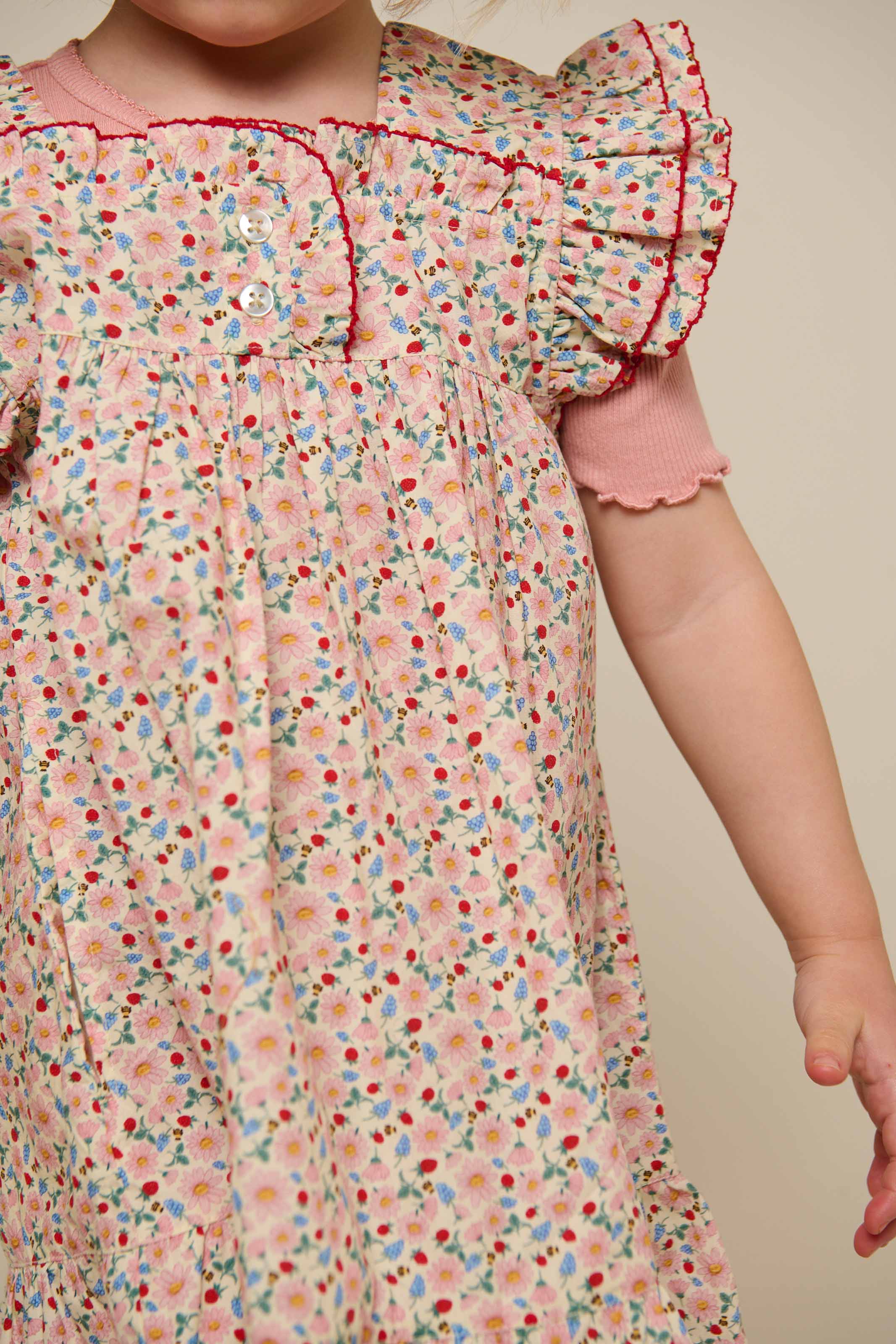 Bloemenbedrukte Poplin Jurk - Kids - Rose | 100960 Poppy