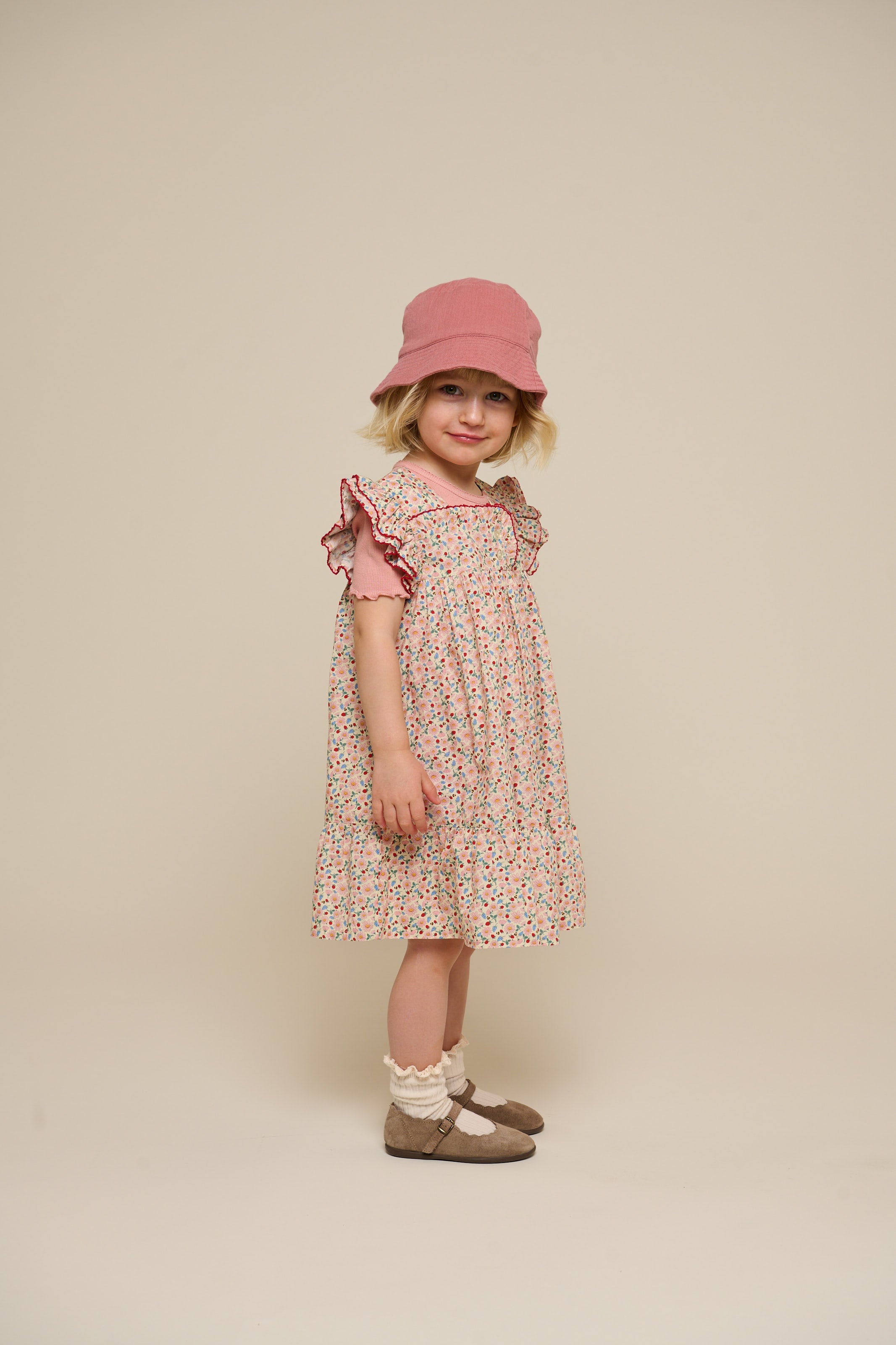 Bloemenbedrukte Poplin Jurk - Kids - Rose | 100960 Poppy