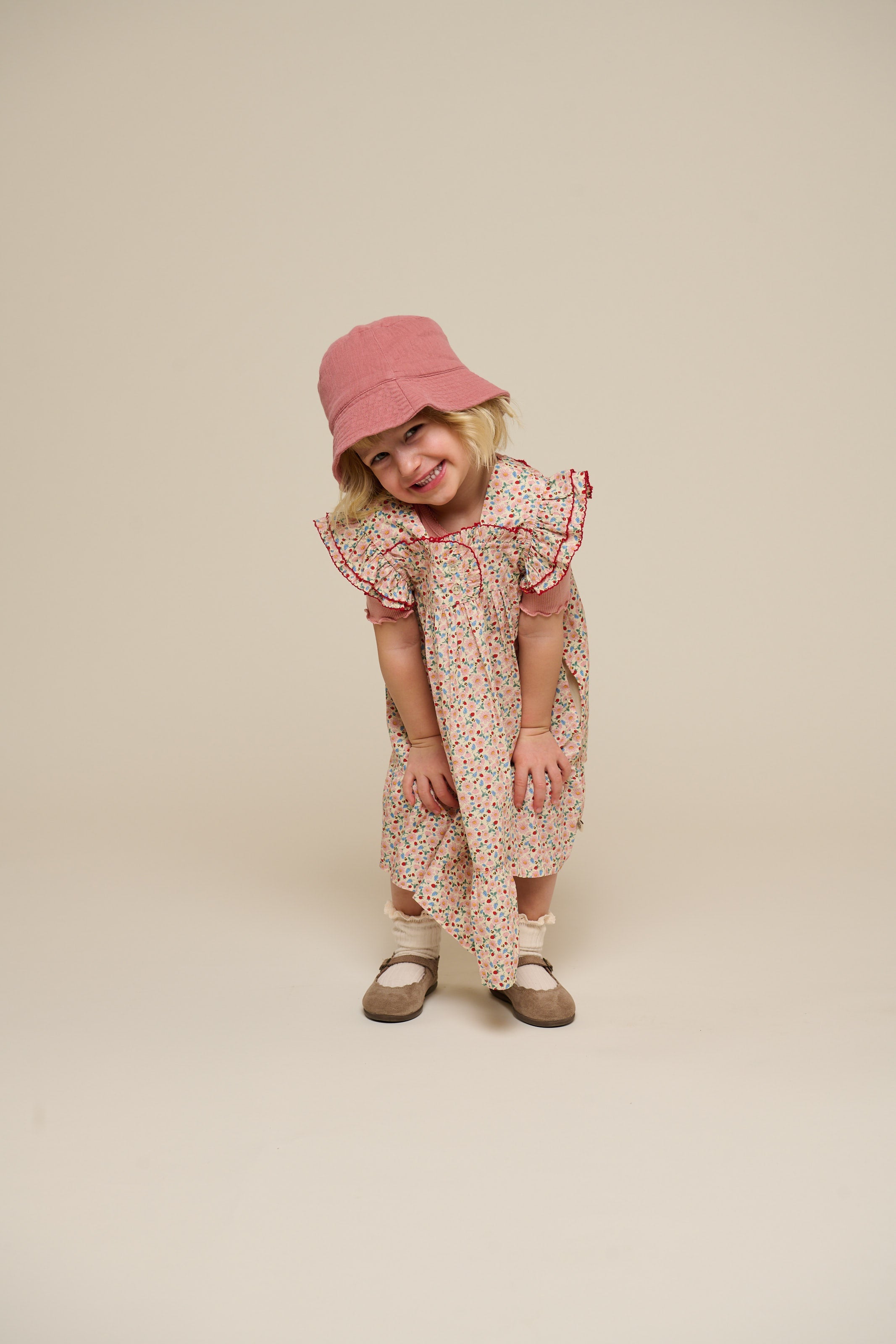 Bloemenbedrukte Poplin Jurk - Kids - Rose | 100960 Poppy