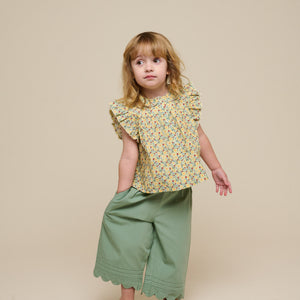 Poplinbroek met Geschulpte Rand - Kids - Dusty Green | 101049 Joy