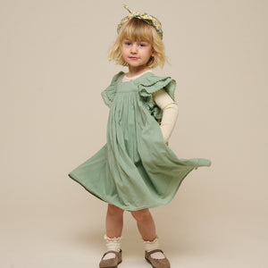Katoenen jurk met Ric Rac Ruche - Kids - Dusty Green | 101035 Alma