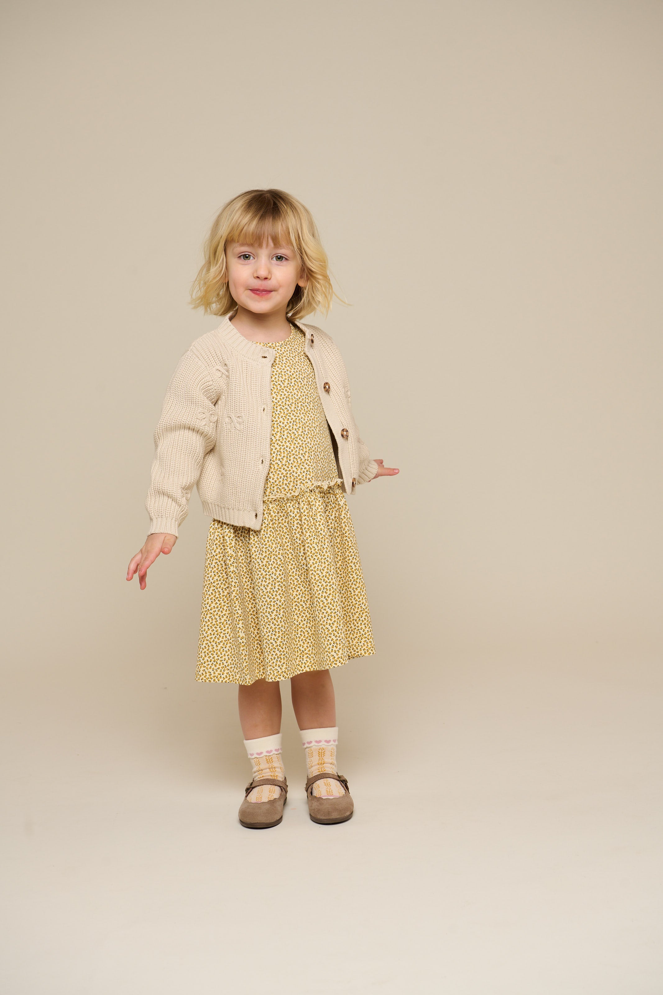 Gebreid katoenen vest met strikjes - Kids - Nature | 100790 Freya