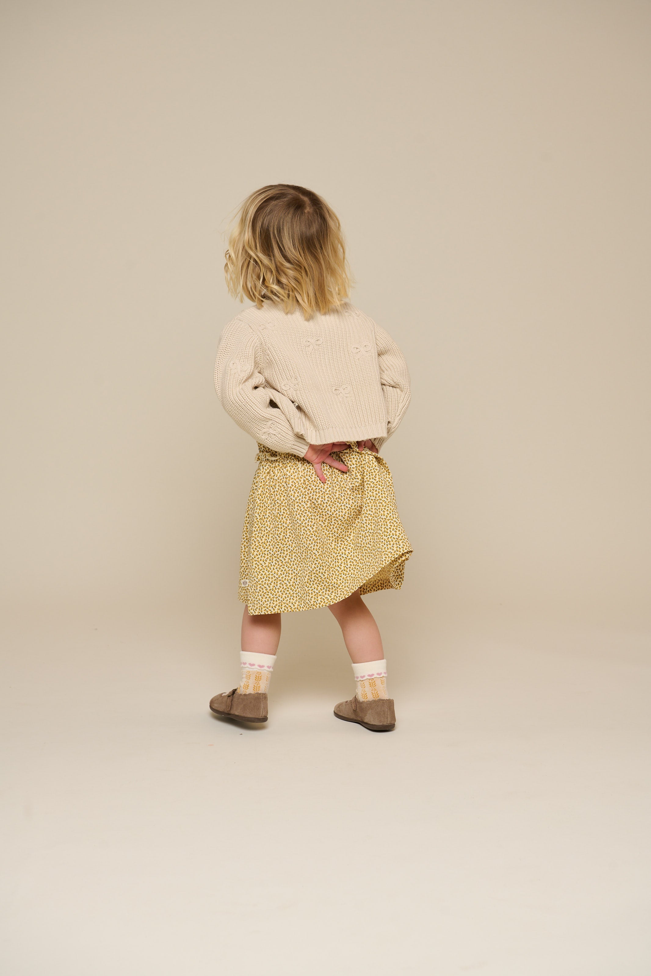 Gebreid katoenen vest met strikjes - Kids - Nature | 100790 Freya