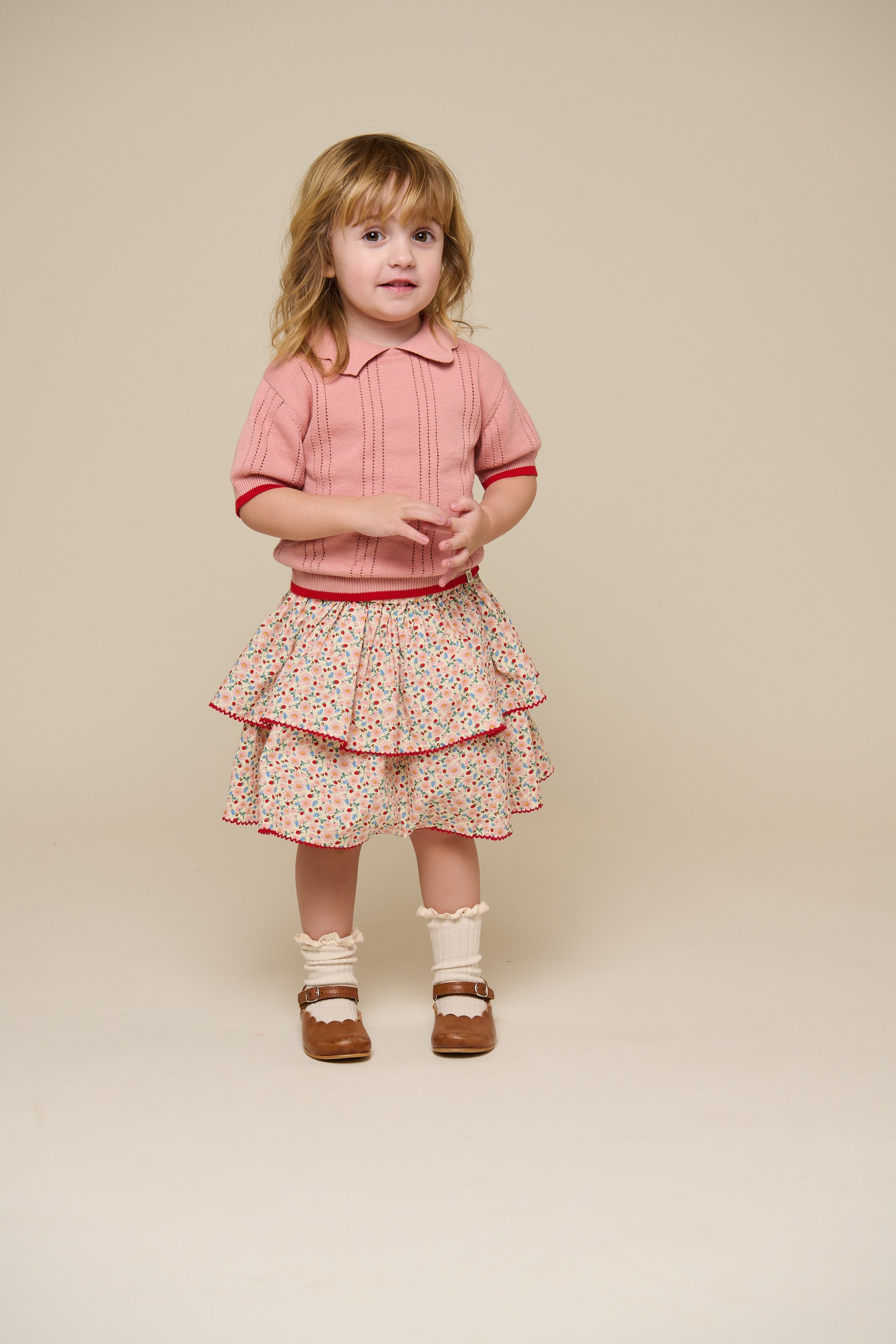 Roze gebreide polo - Kids - Rose | 101241 Helena