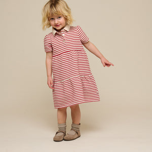 Gestreepte jersey jurk - Kids - Cherry Red | 101008 Emmie