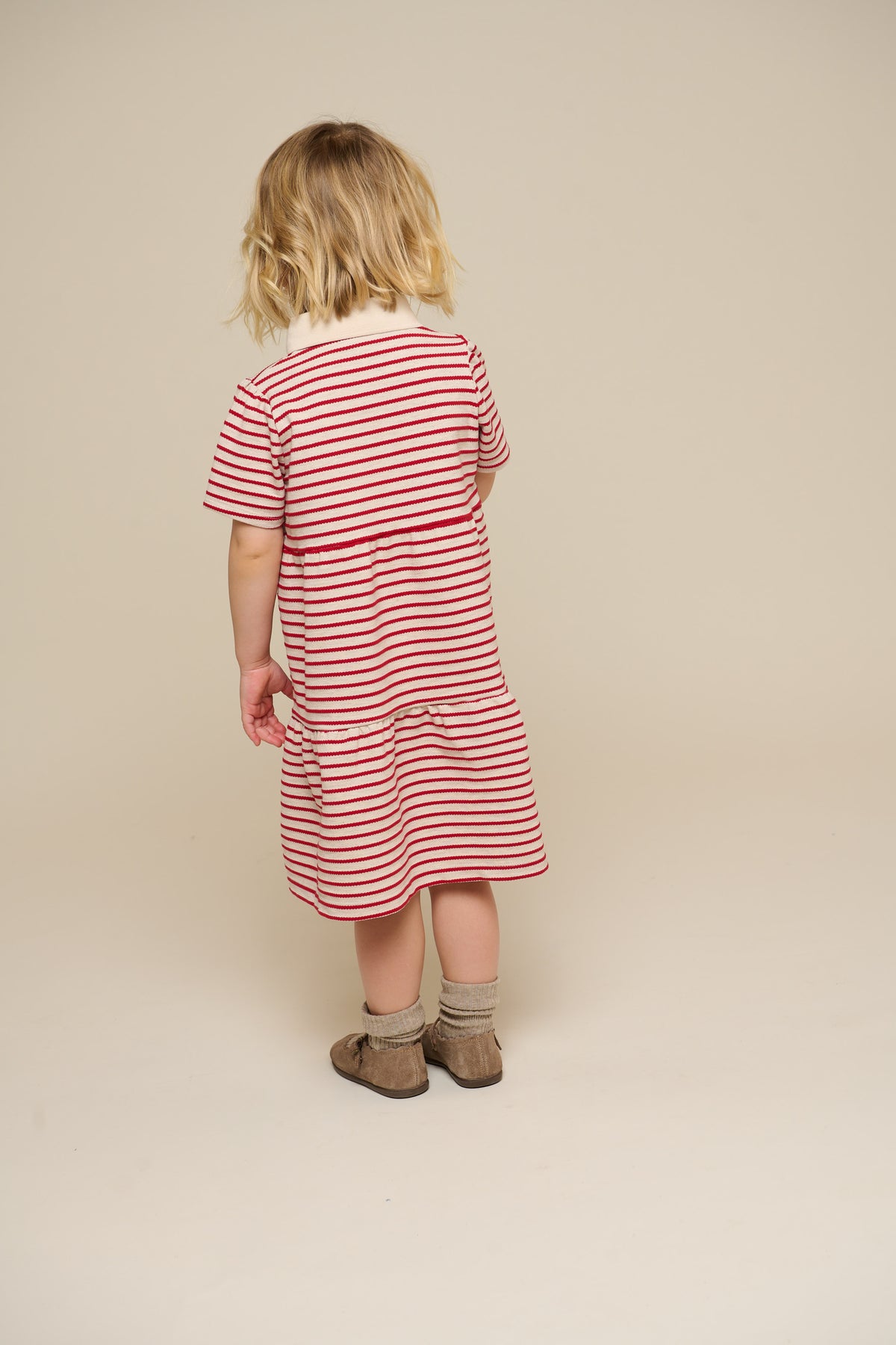 Gestreepte jersey jurk - Kids - Cherry Red | 101008 Emmie