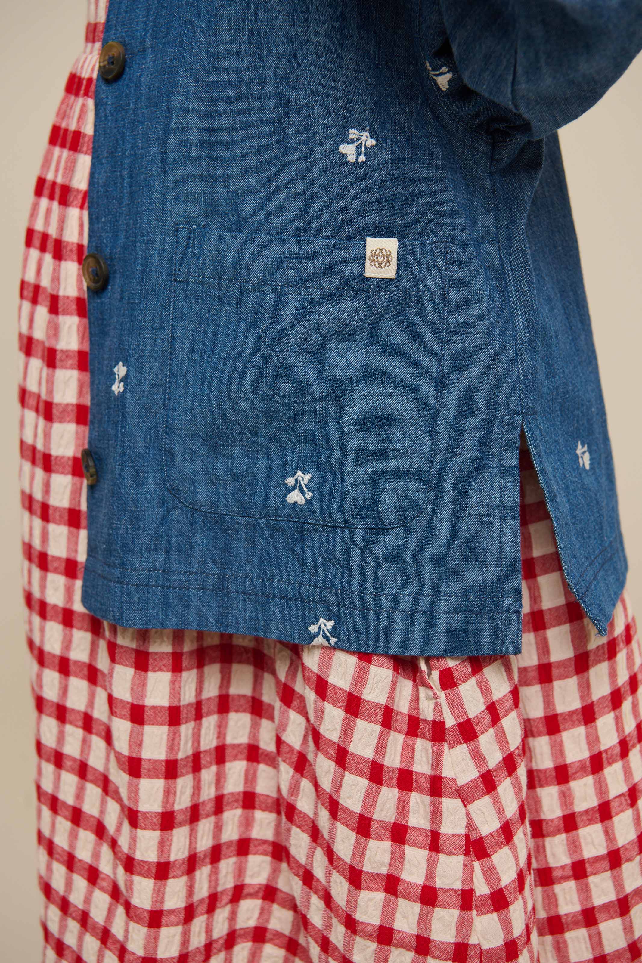 Geborduurde Lichte Denim Overhemdjas - Kids - Blue Denim | 101051 Isabella
