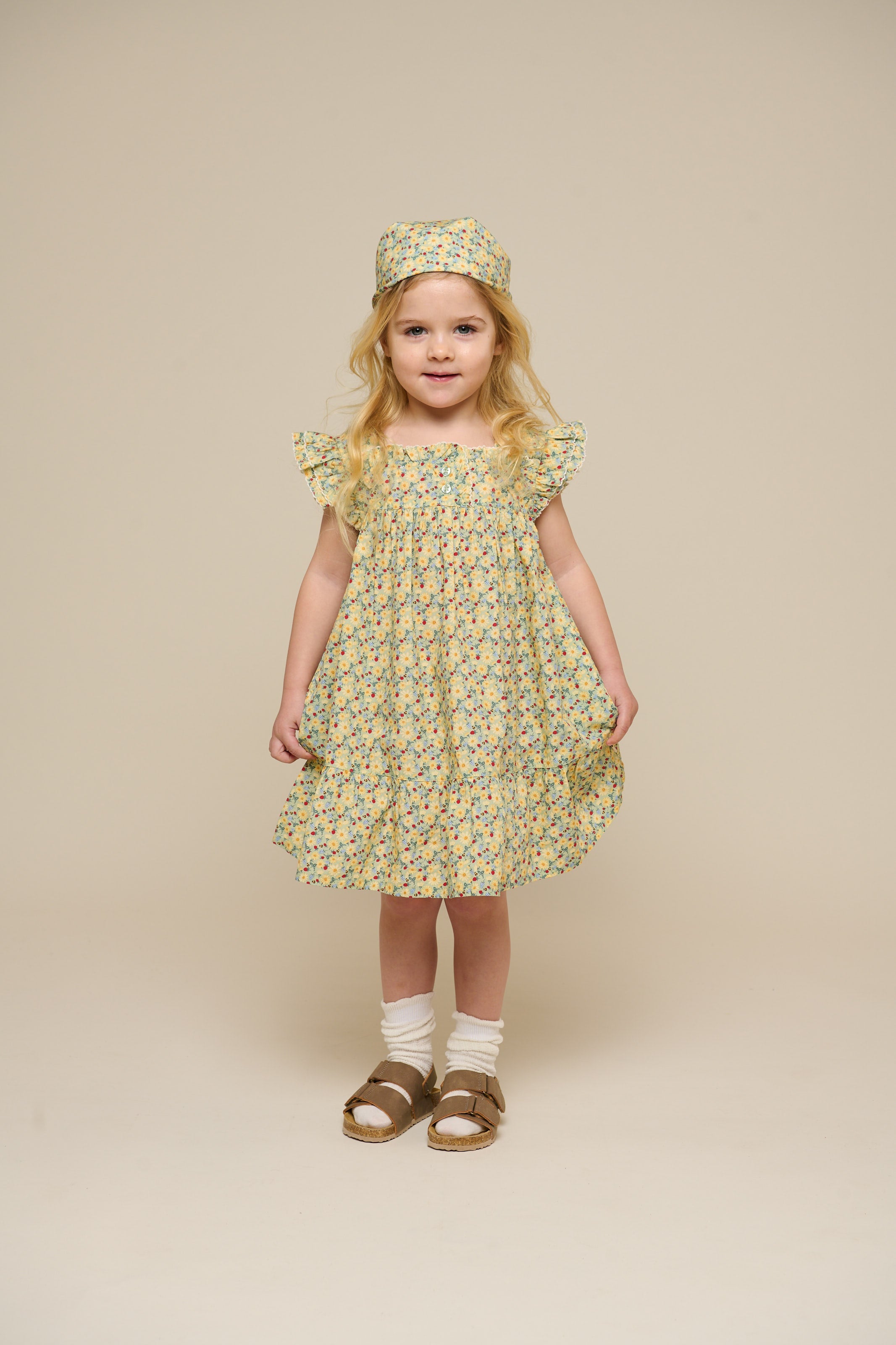Bloemenbedrukte Poplin Jurk - Kids - Green | 100962 Poppy