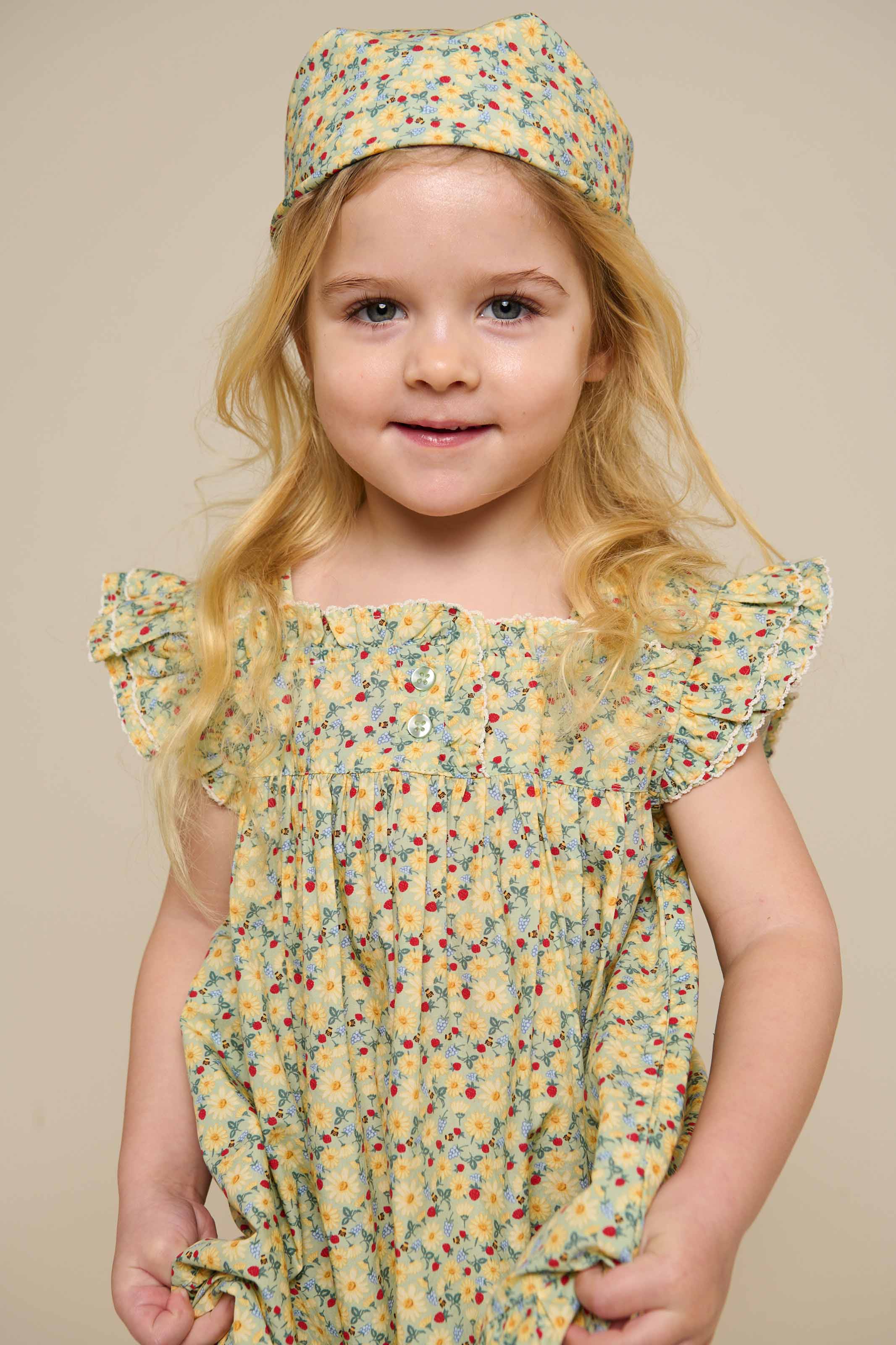 Bloemenbedrukte Poplin Jurk - Kids - Green | 100962 Poppy