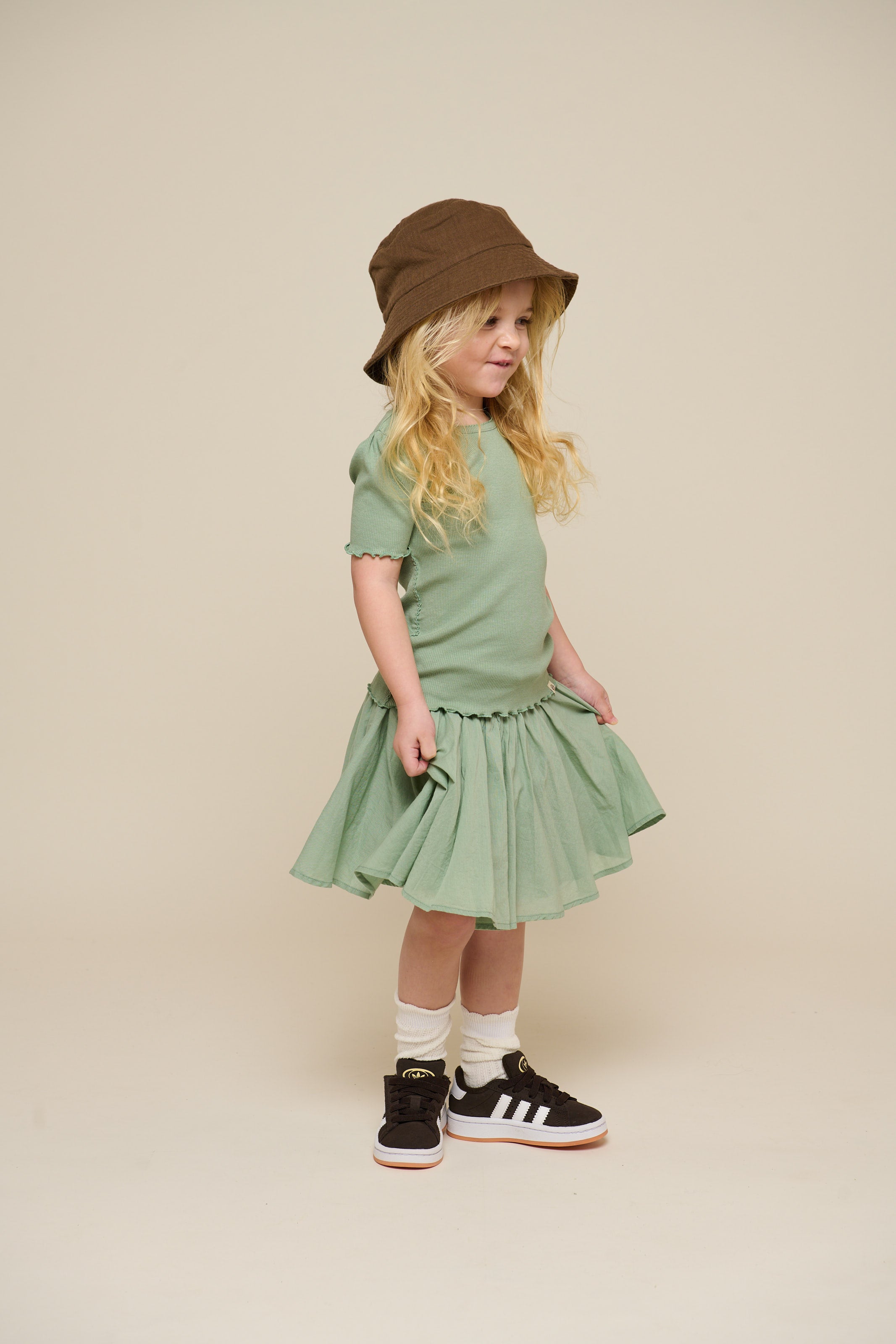 Katoenen rok met Ric Rac Ruche - Kids - Dusty Green | 101038 Alma