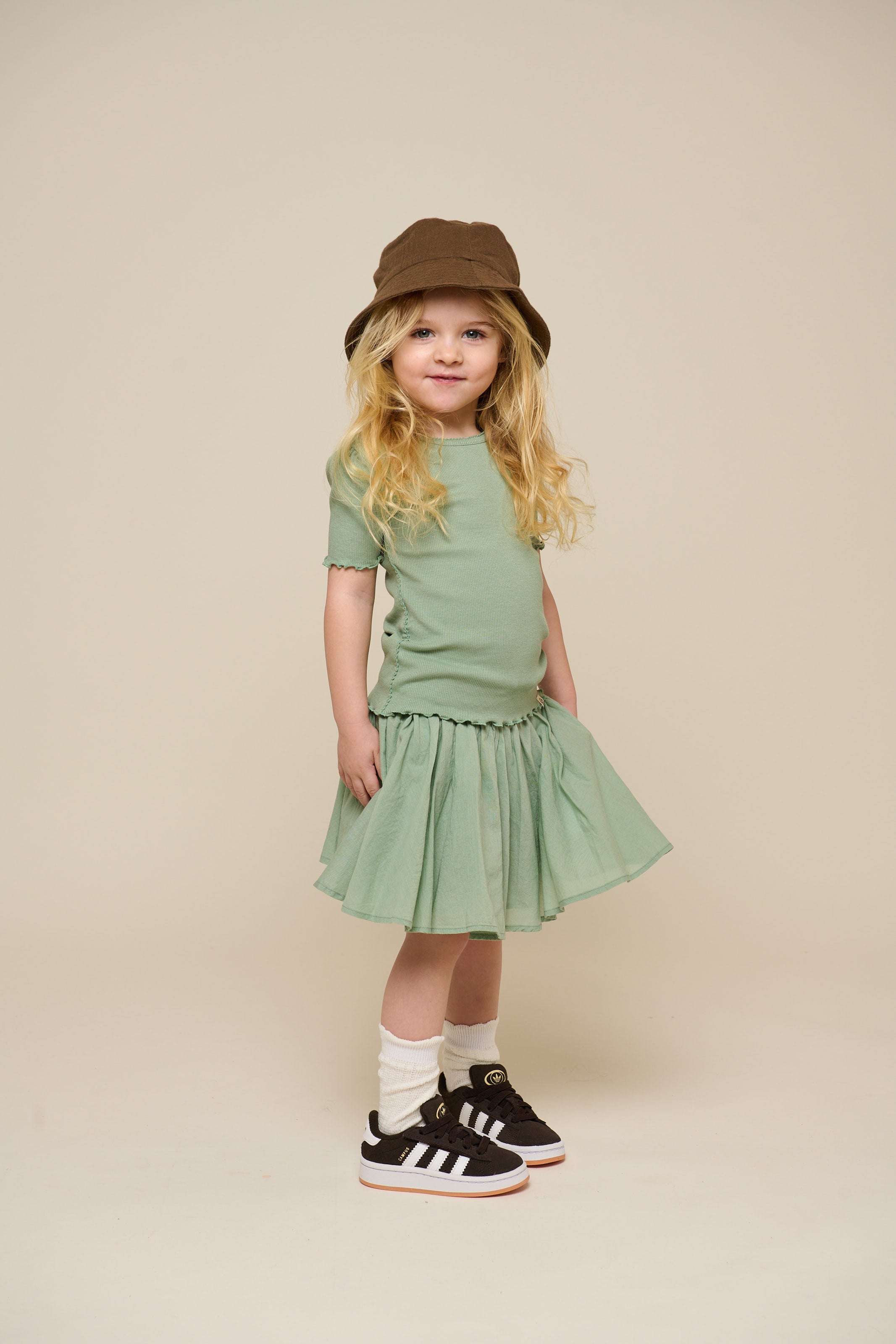 Katoenen rok met Ric Rac Ruche - Kids - Dusty Green | 101038 Alma