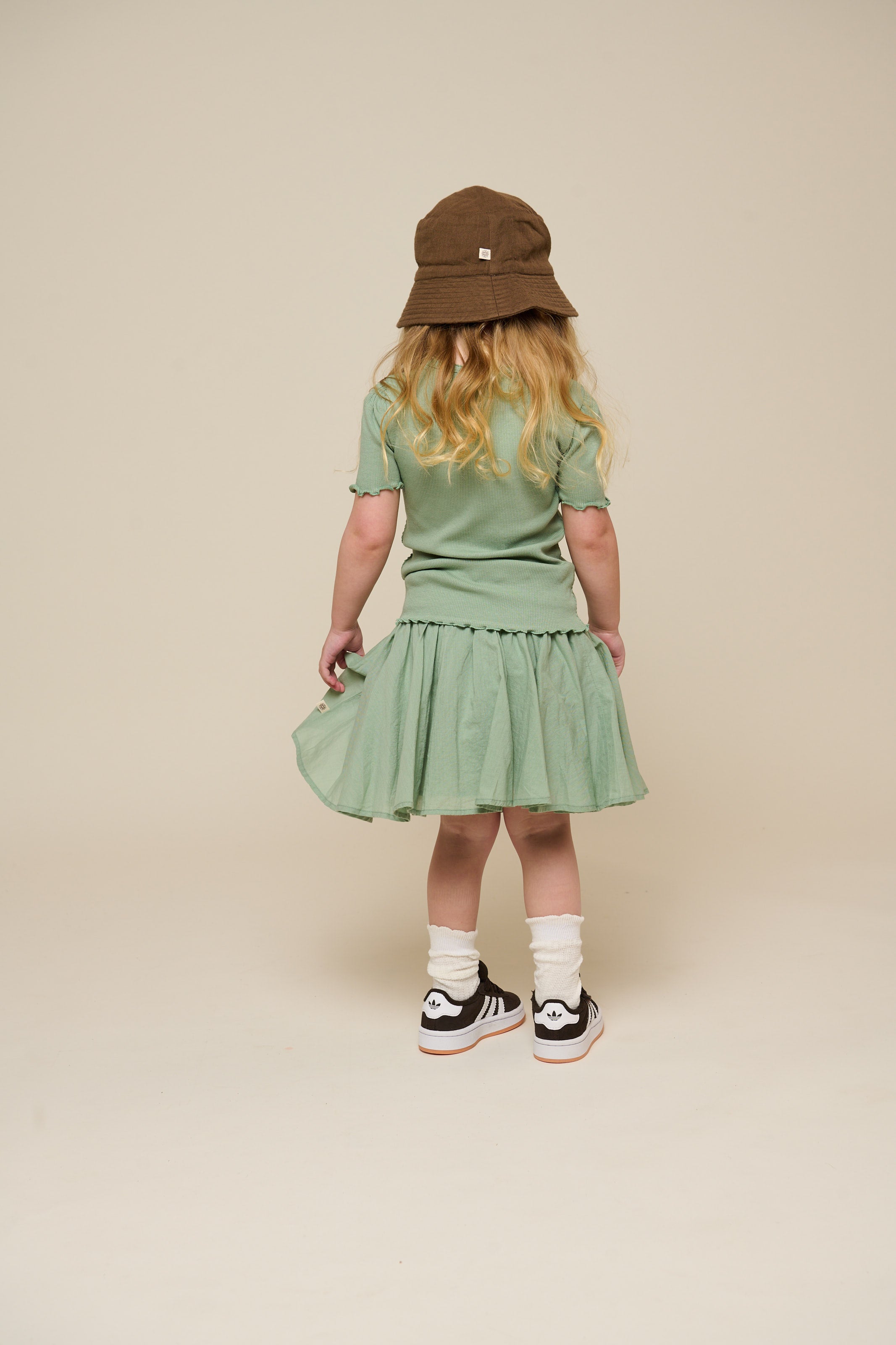Katoenen rok met Ric Rac Ruche - Kids - Dusty Green | 101038 Alma