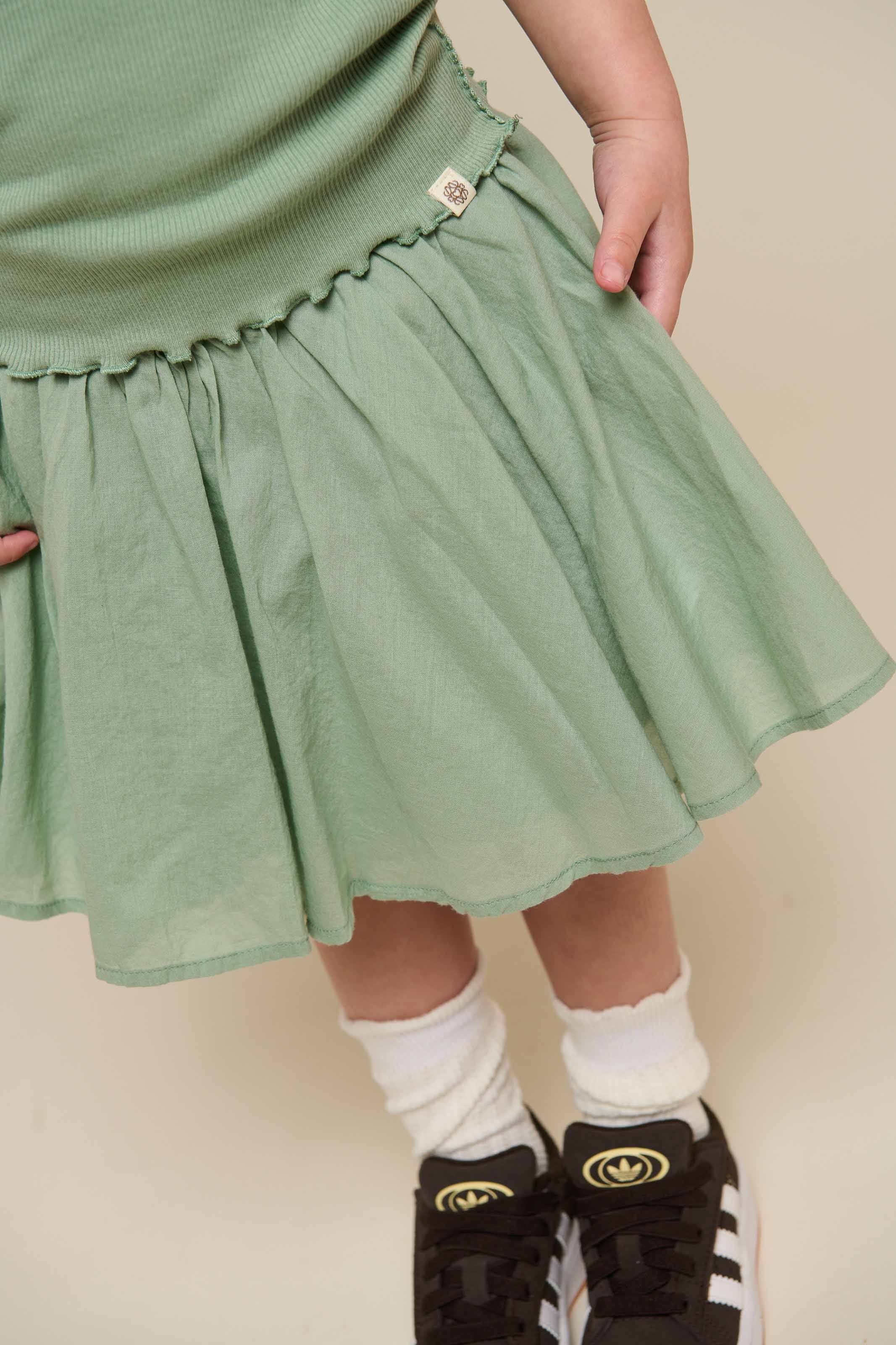 Katoenen rok met Ric Rac Ruche - Kids - Dusty Green | 101038 Alma