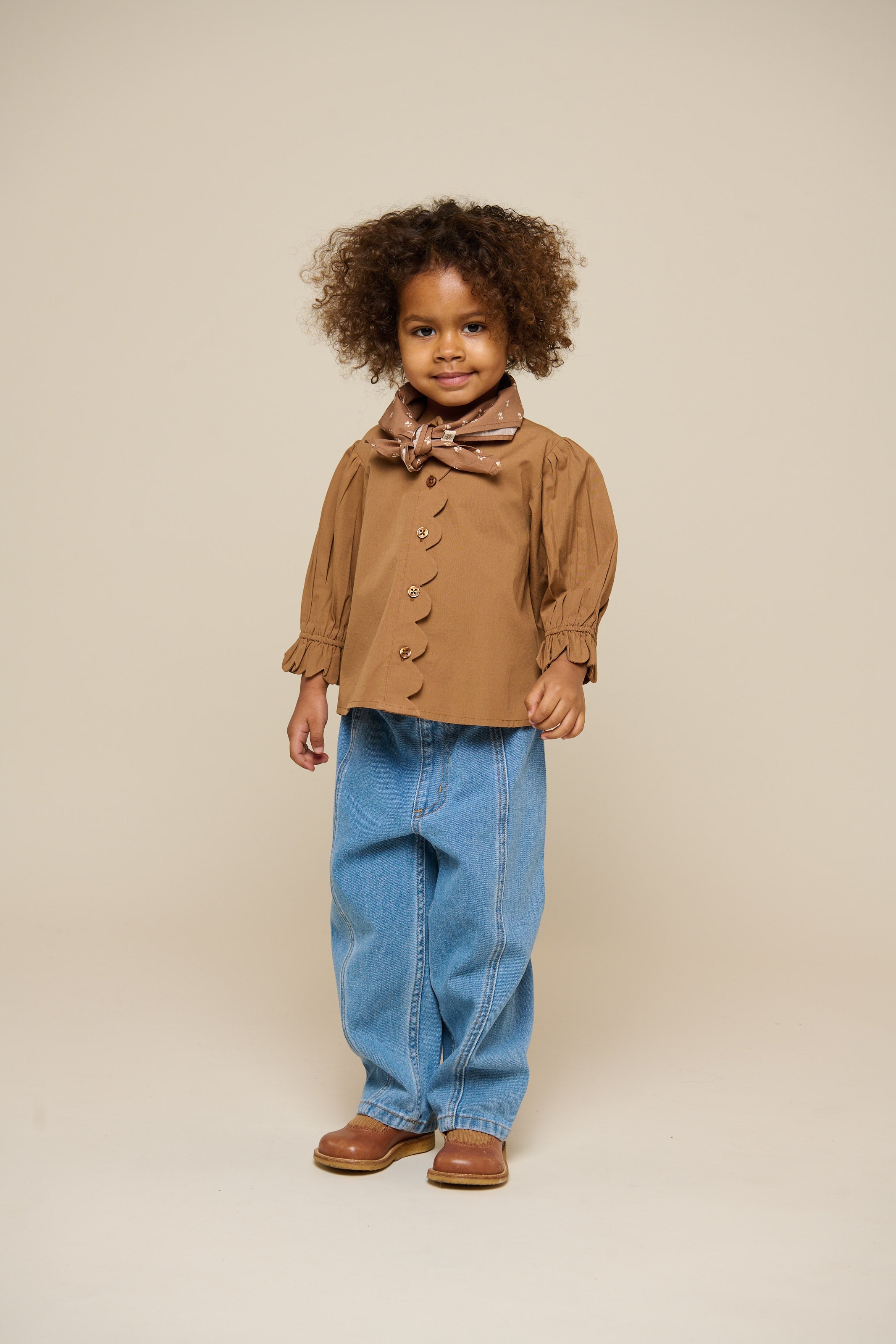 Poplin blouse met Scallop Rand - Kids - Coconut | 101046 Joy