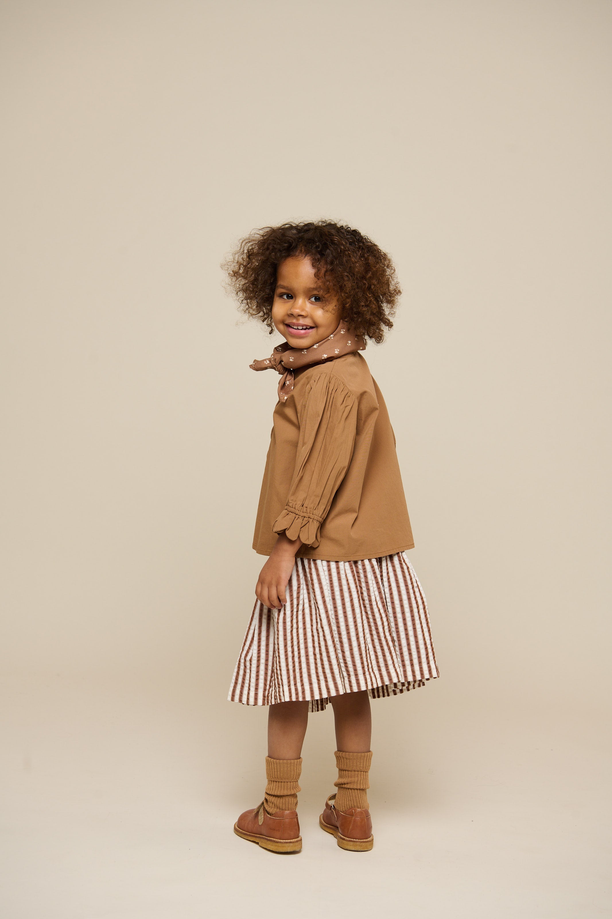 Gestreepte seersucker rok - Kids - Brown | 101193 Nadia