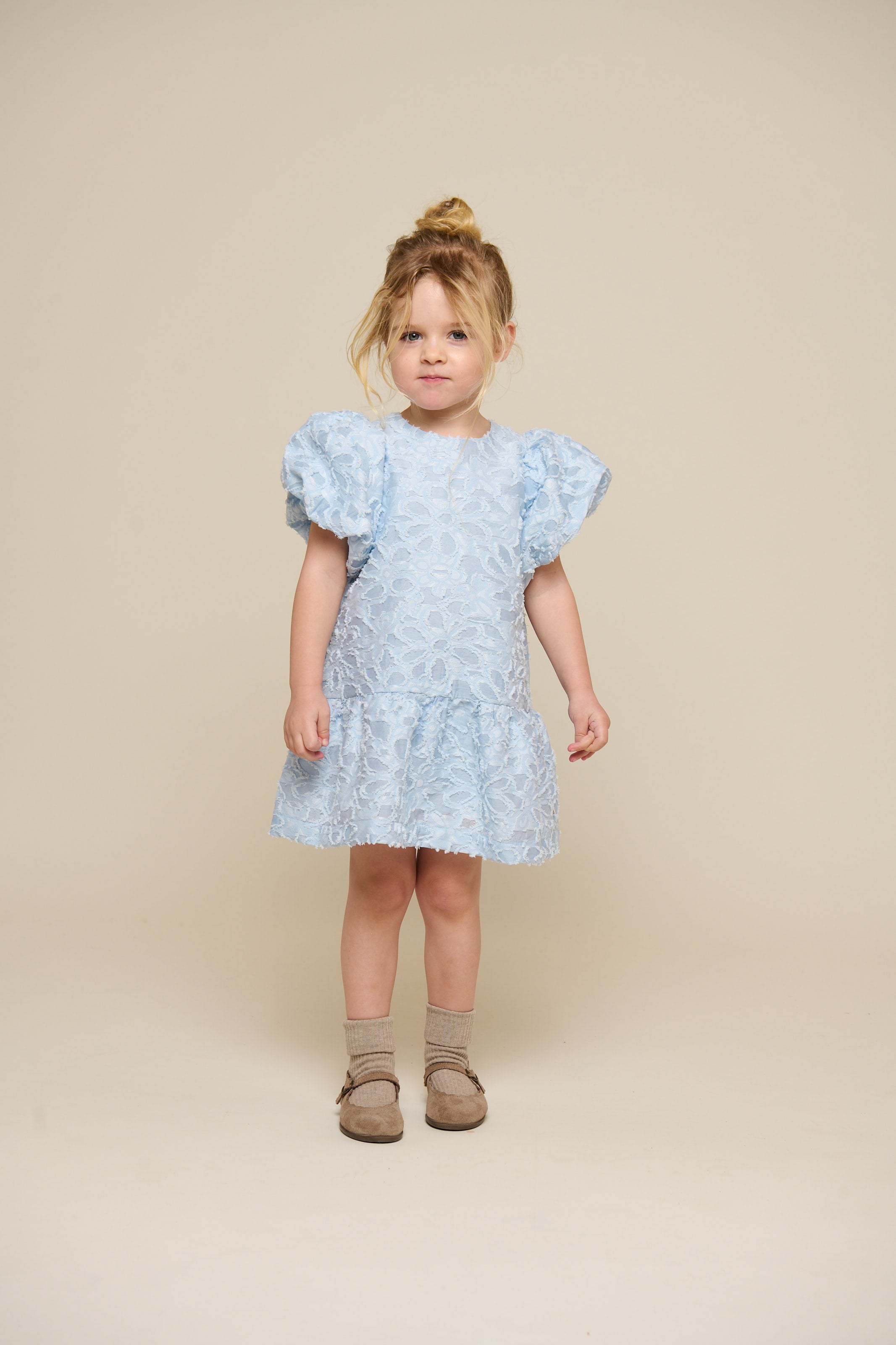 Jacquard jurk van katoenmix - Kids - Light Blue | 100994 Giselle