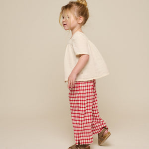 Geruite Katoenen Broek - Kids - Cherry Red | 100906 Bonnie