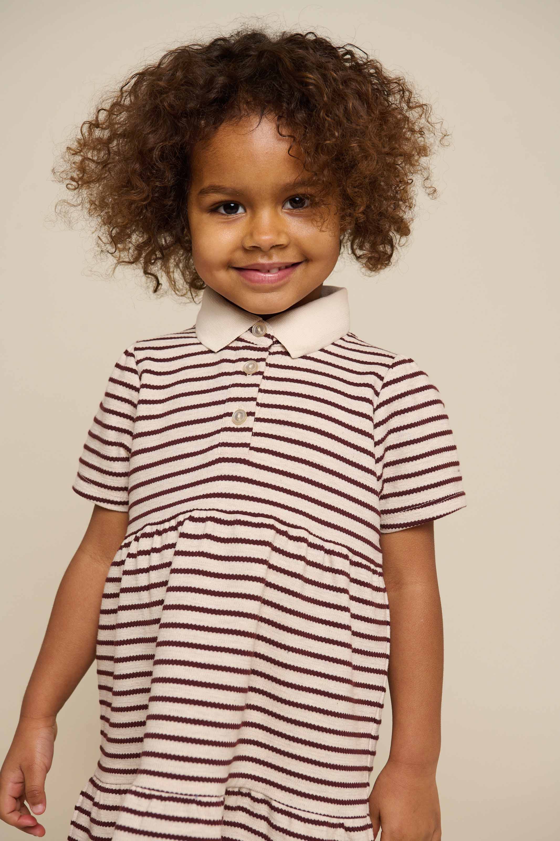 Gestreepte jersey jurk - Kids - Brown | 101010 Emmie