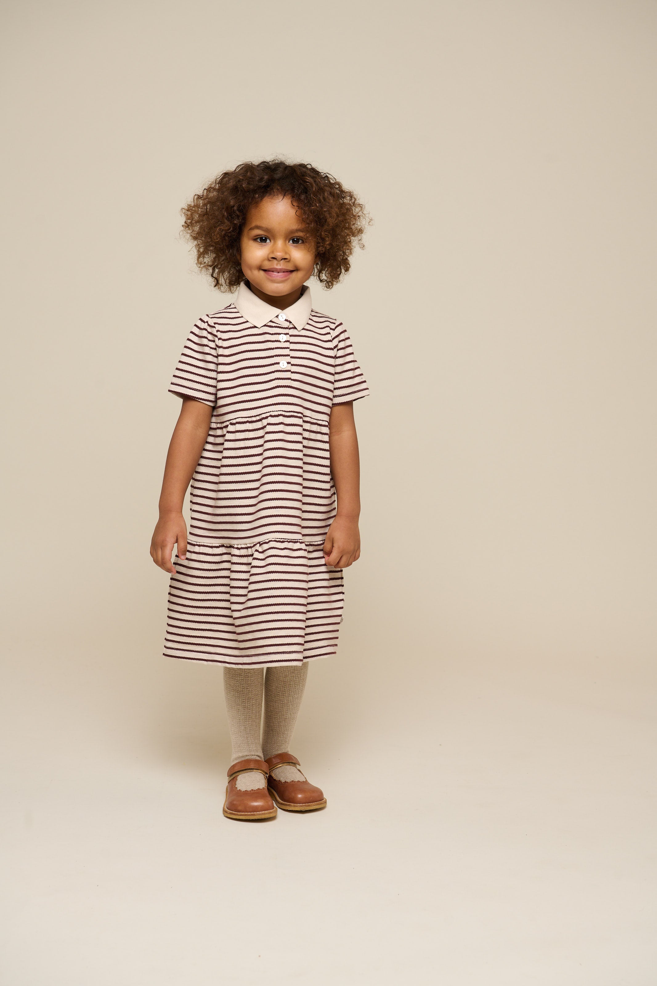 Gestreepte jersey jurk - Kids - Brown | 101010 Emmie