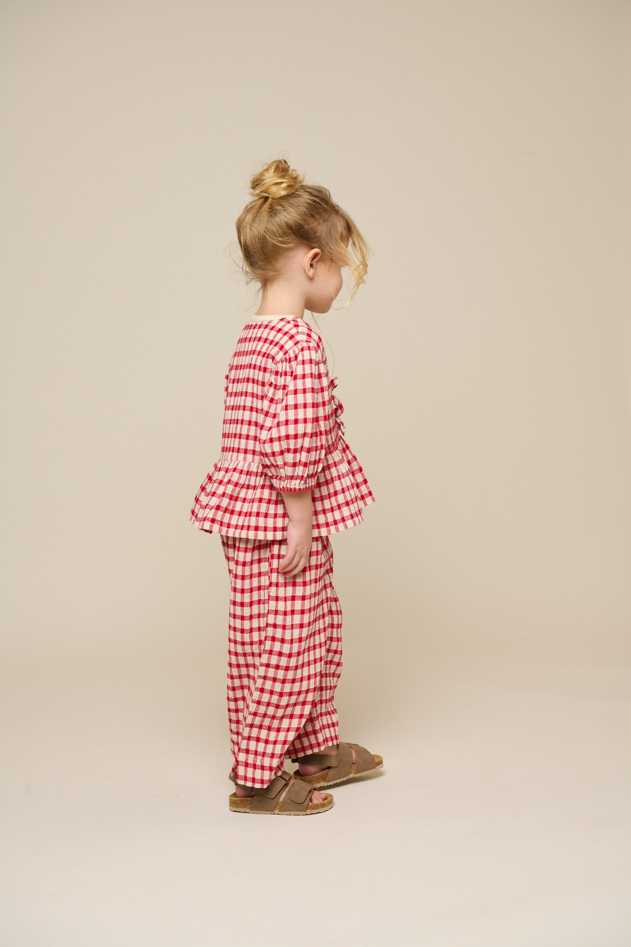 Geruite Katoenen Blouse - Kids - Cherry Red | 100908 Bonnie