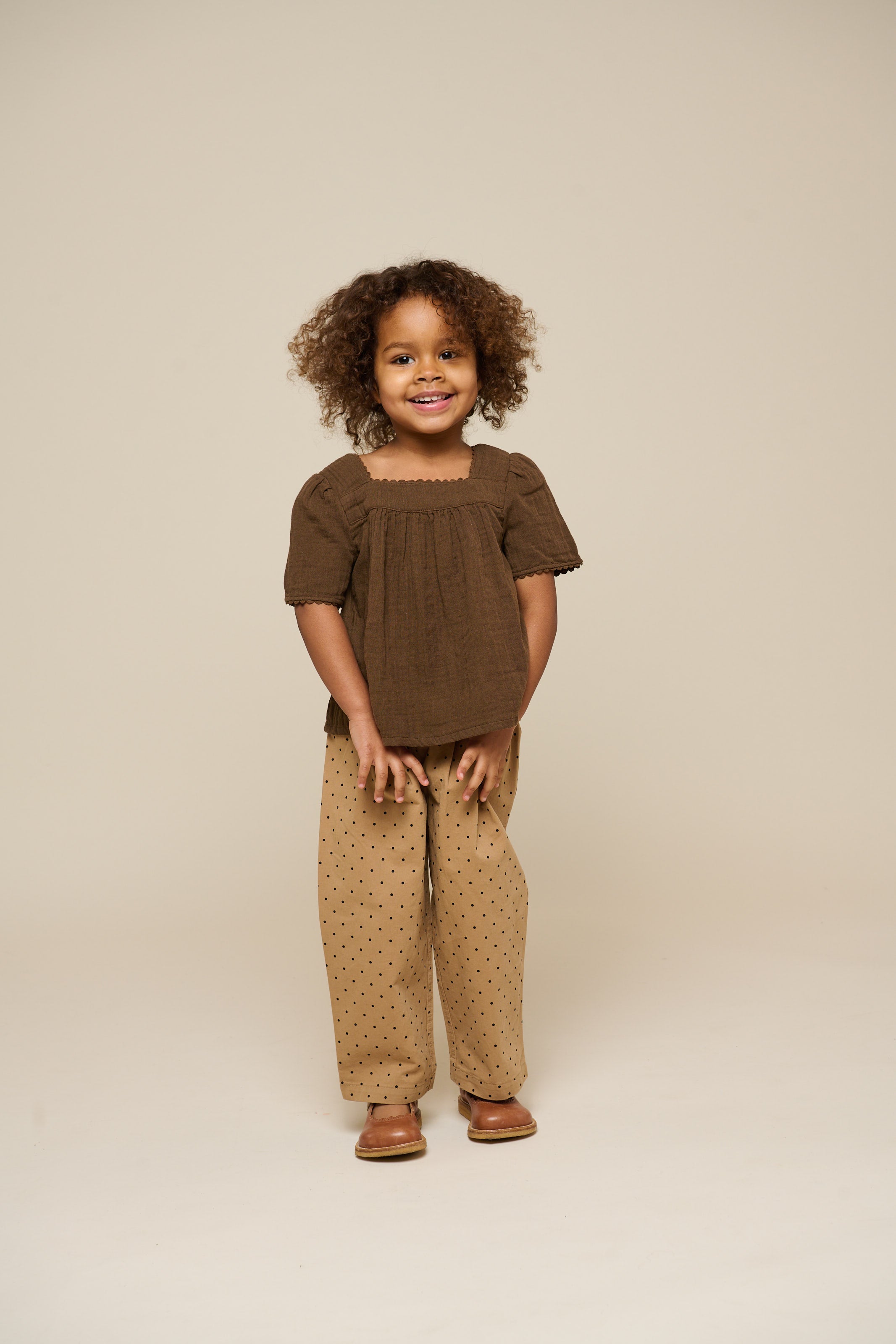 Gaze Blouse met Korte Mouwen - Kids - Dark Brown | 100916 Jasmine