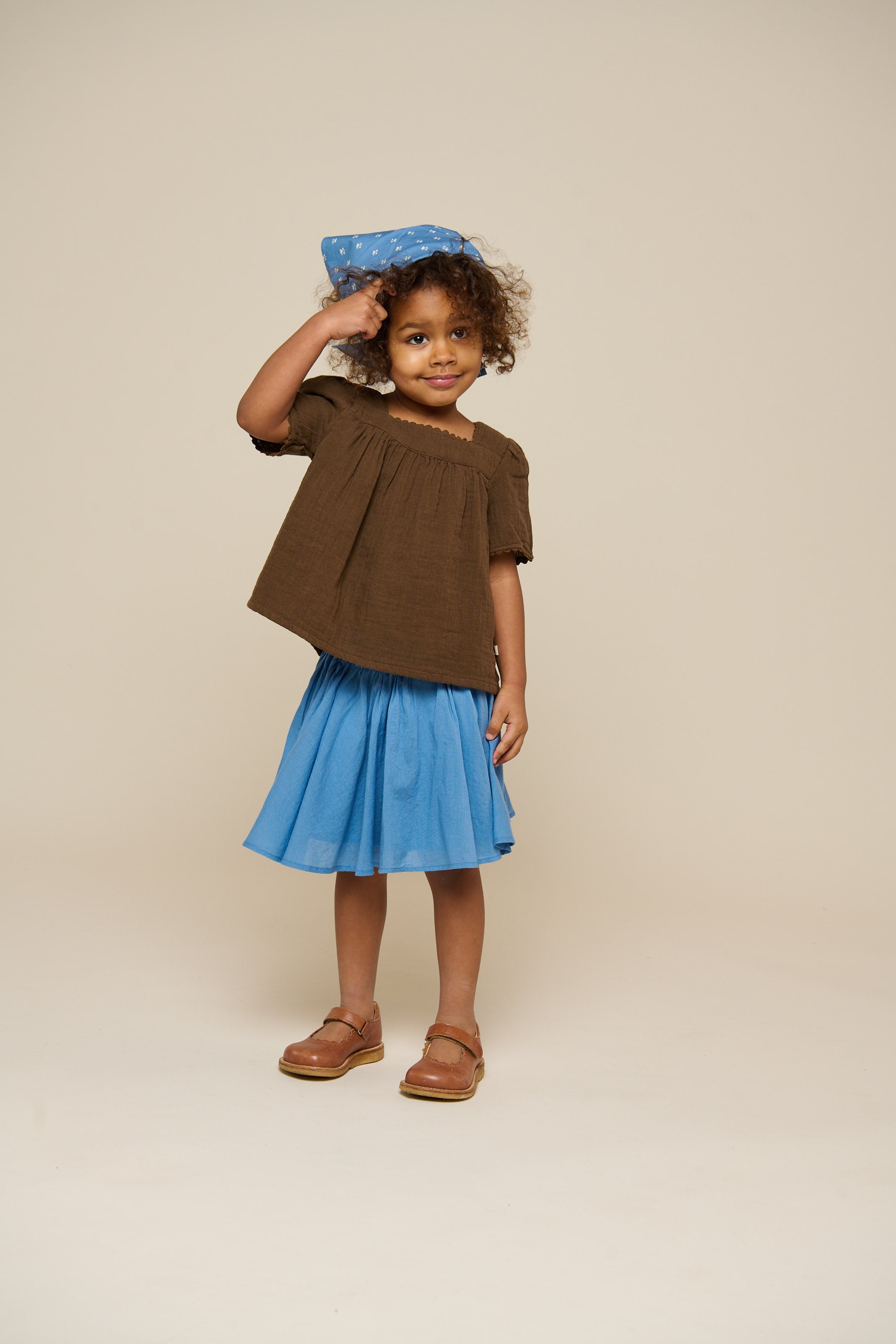 Gaze Blouse met Korte Mouwen - Kids - Dark Brown | 100916 Jasmine