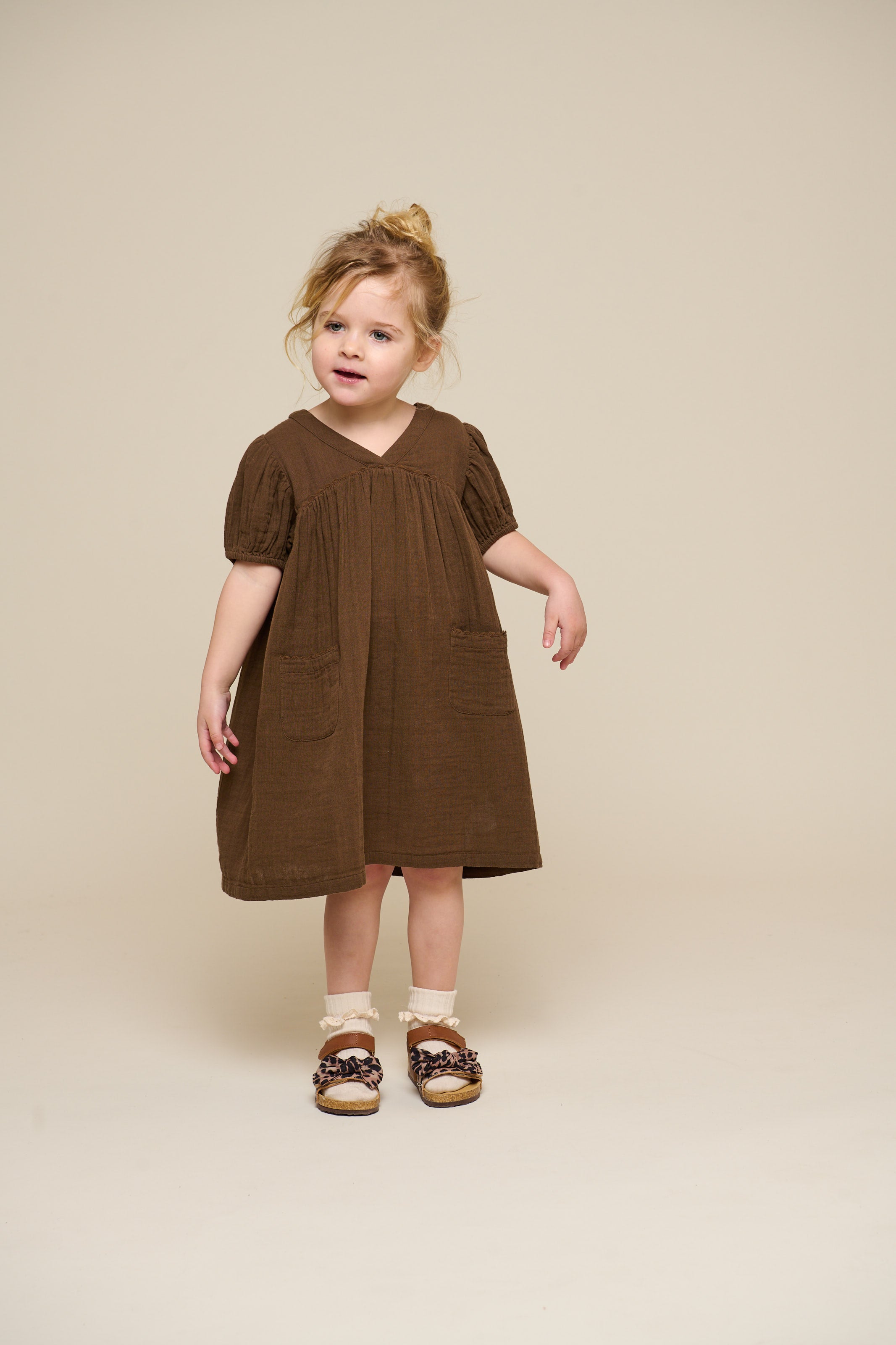 Gaze Jurk - Kids - Dark Brown | 100913 Jasmine