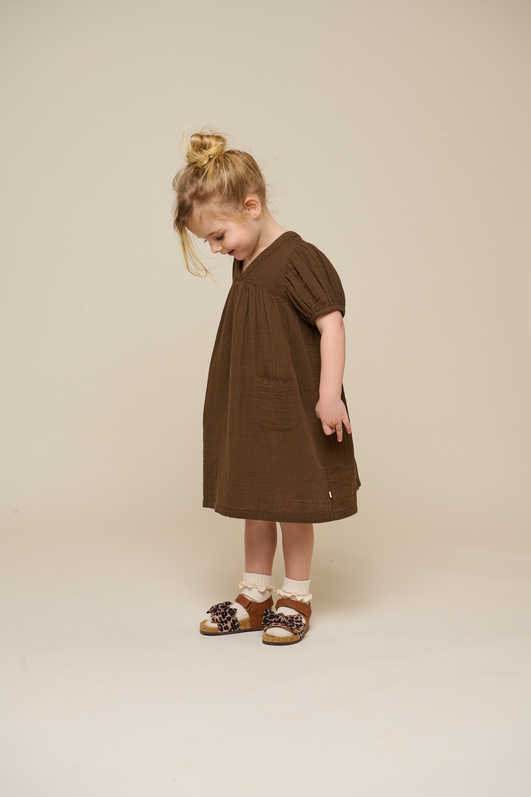 Gaze Jurk - Kids - Dark Brown | 100913 Jasmine
