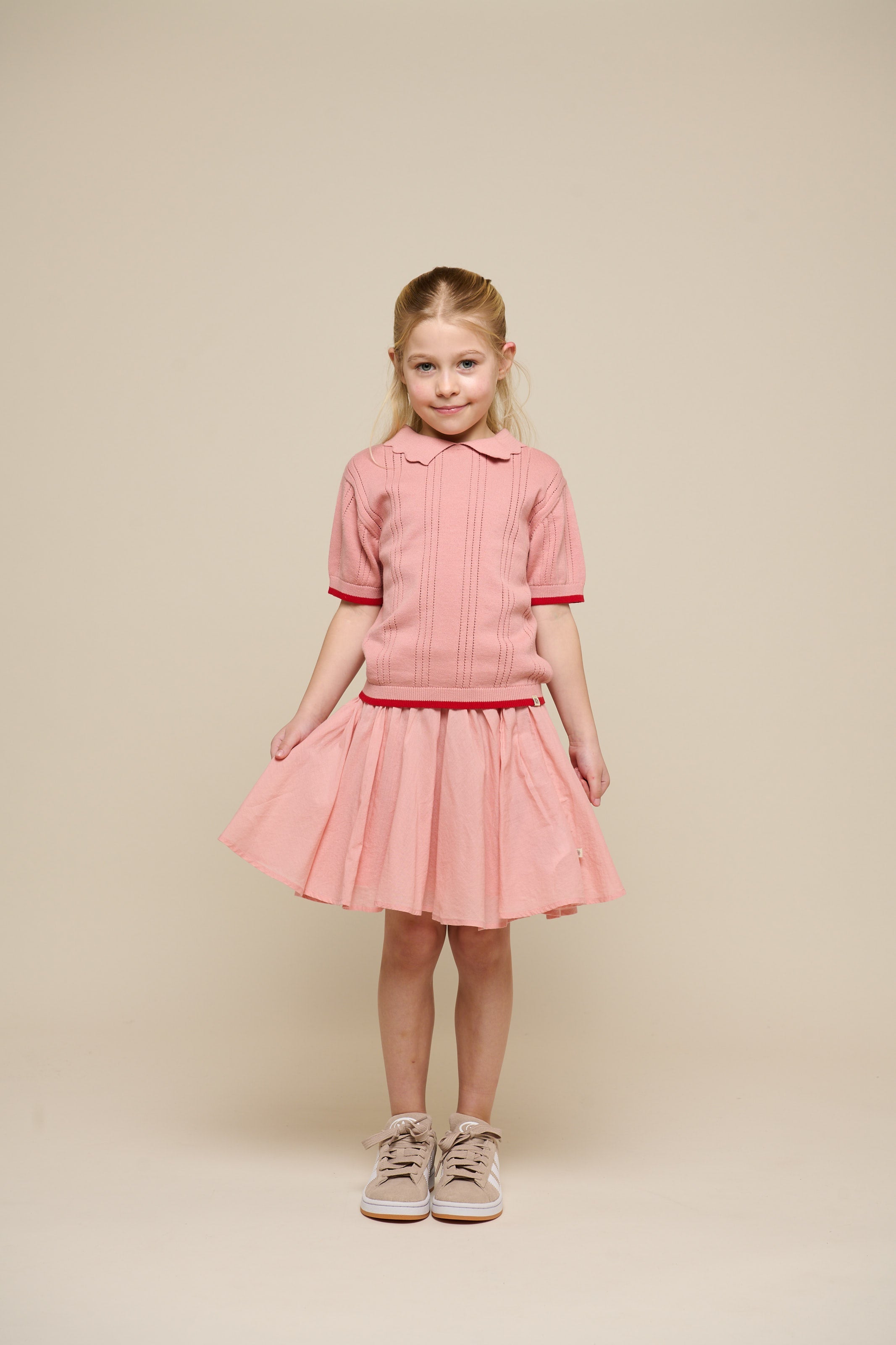 Katoenen rok met Ric Rac ruche - Tween - Rose Tan | 101068 Alma