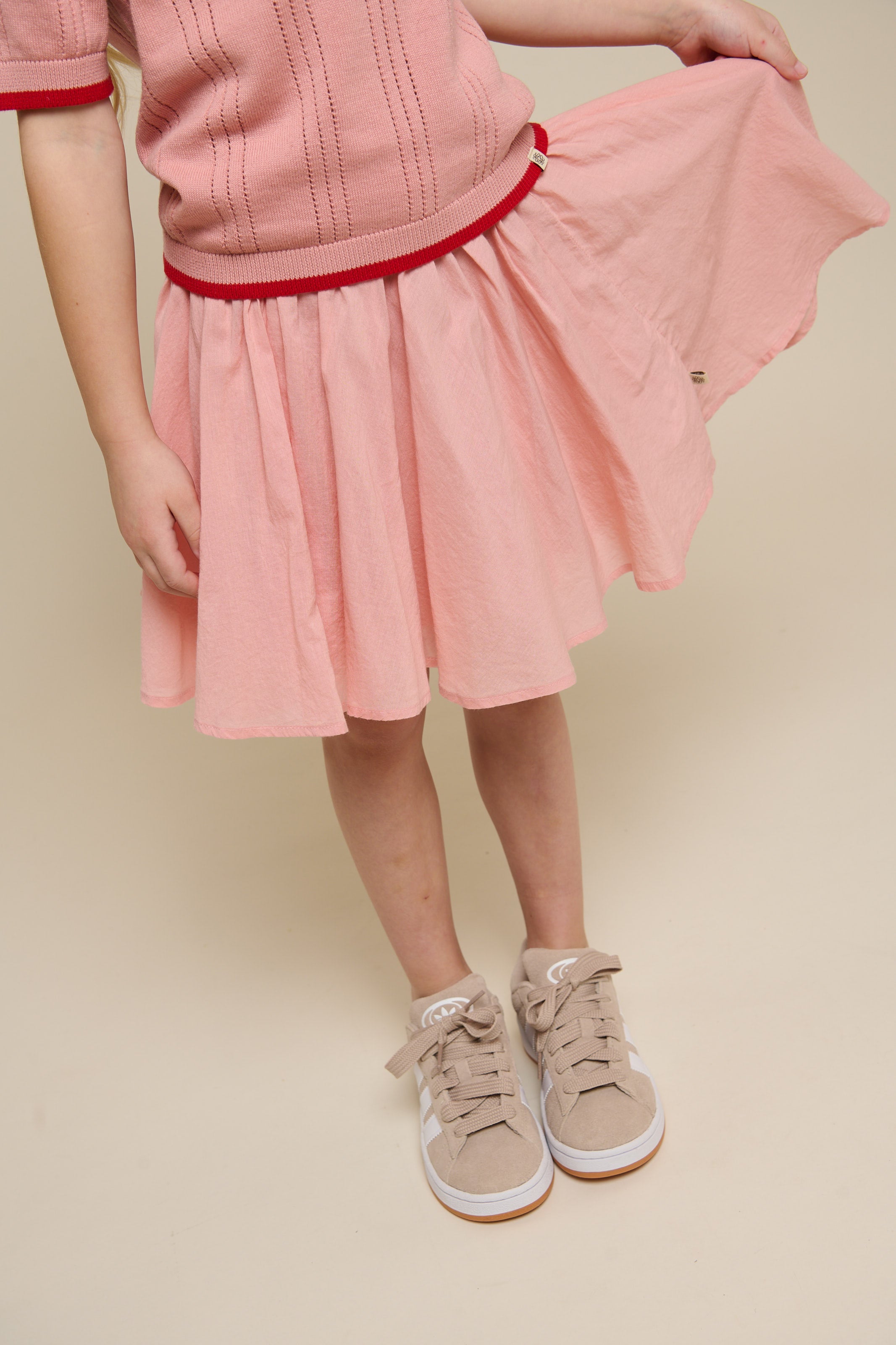 Katoenen rok met Ric Rac ruche - Tween - Rose Tan | 101068 Alma
