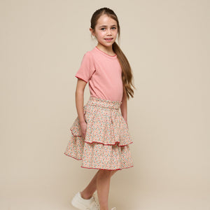 Pointelle T-shirt met contrasterende picot - Tween - Rose Tan | 101288 Drew