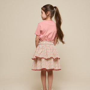 Poplin rok met bloemenprint en ruche - Tween - Rose | 100953 Poppy