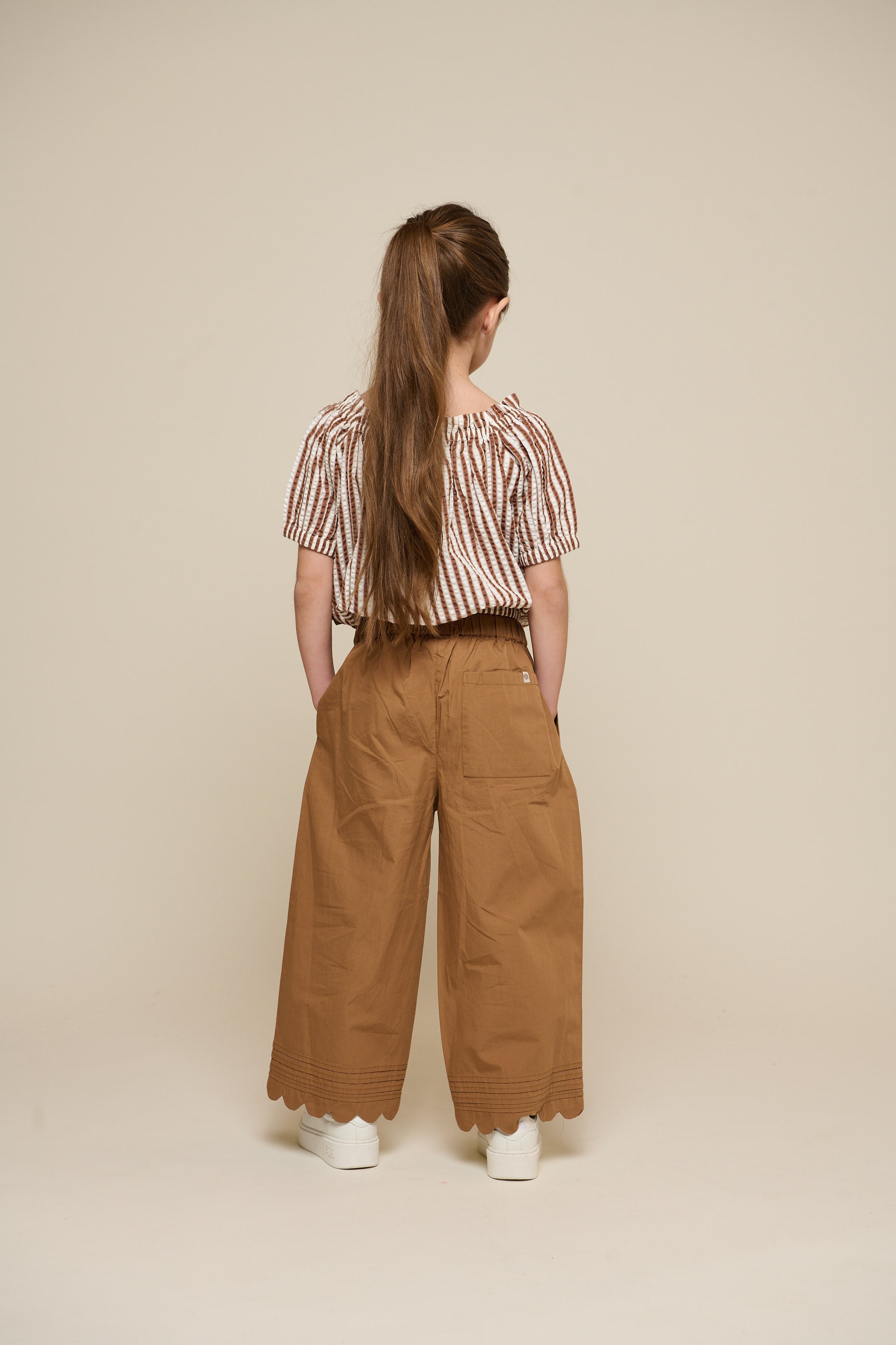 Gestreepte Seersucker Top - Tween - Brown | 101192 Nadia