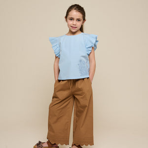 Poplin blouse met borduursel - Tween - Powder Blue | 101073 Barbara