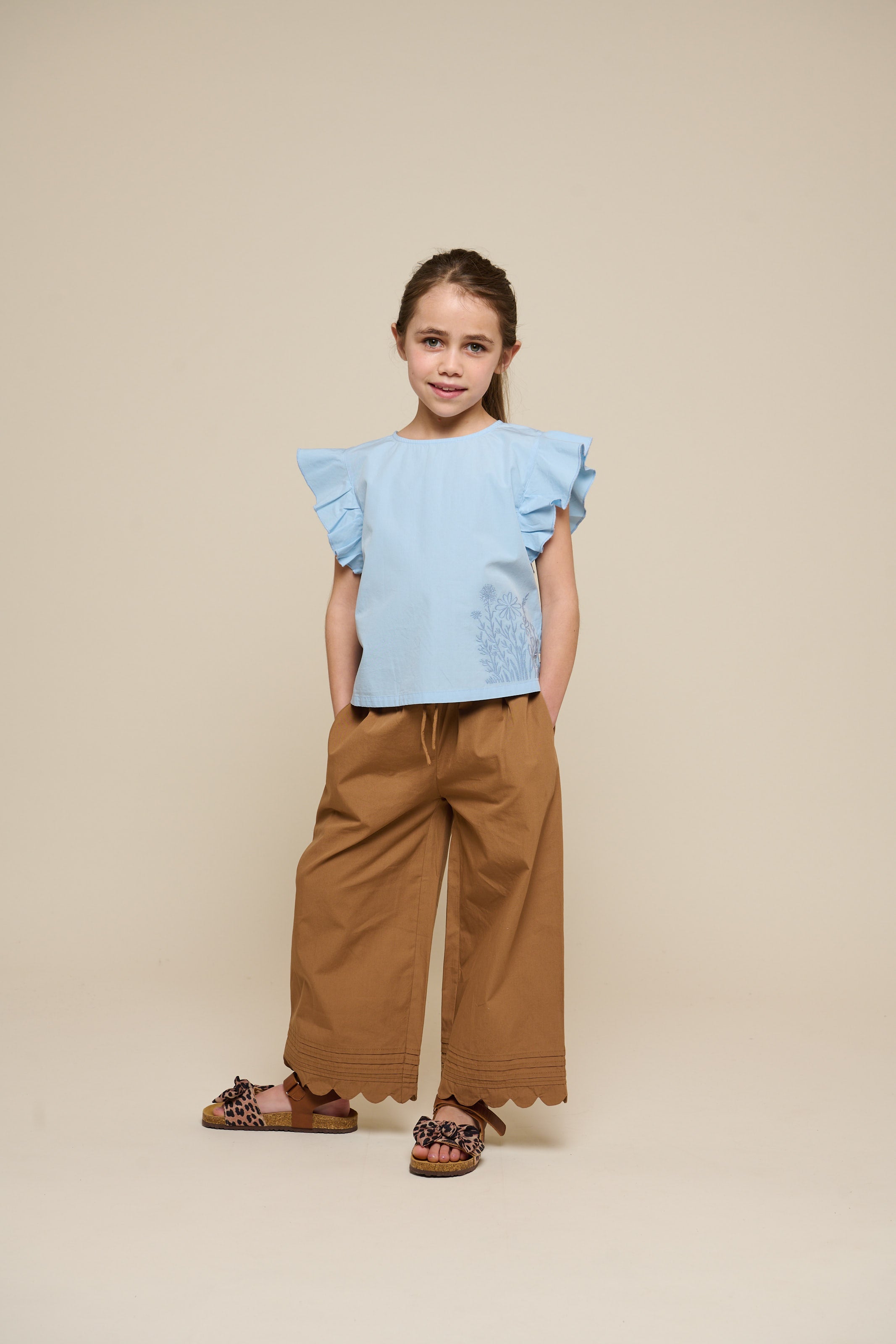 Poplin blouse met borduursel - Tween - Powder Blue | 101073 Barbara