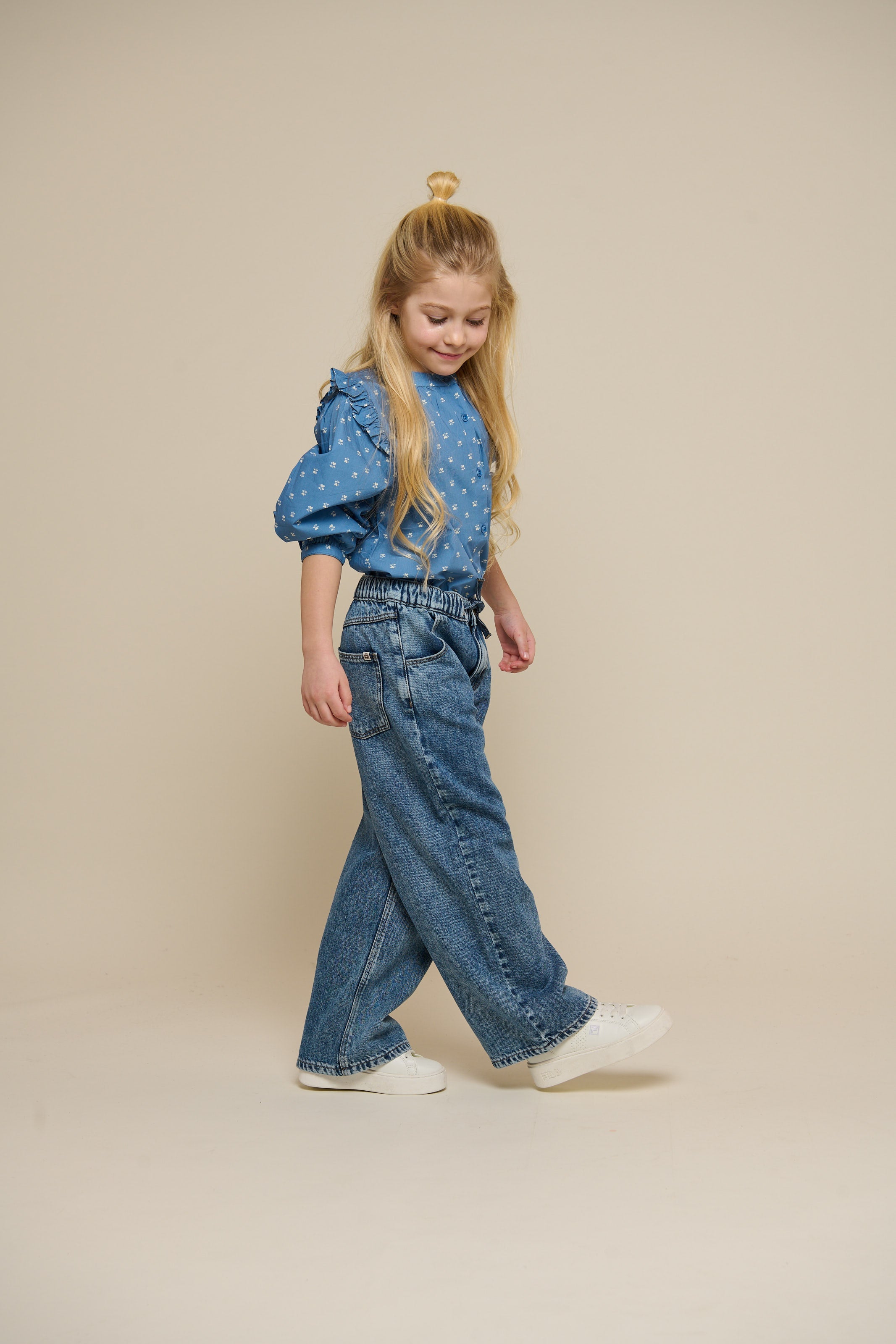 Bedrukte Poplin Overhemdblouse - Tween - Dusty Blue | 101087 Camilla