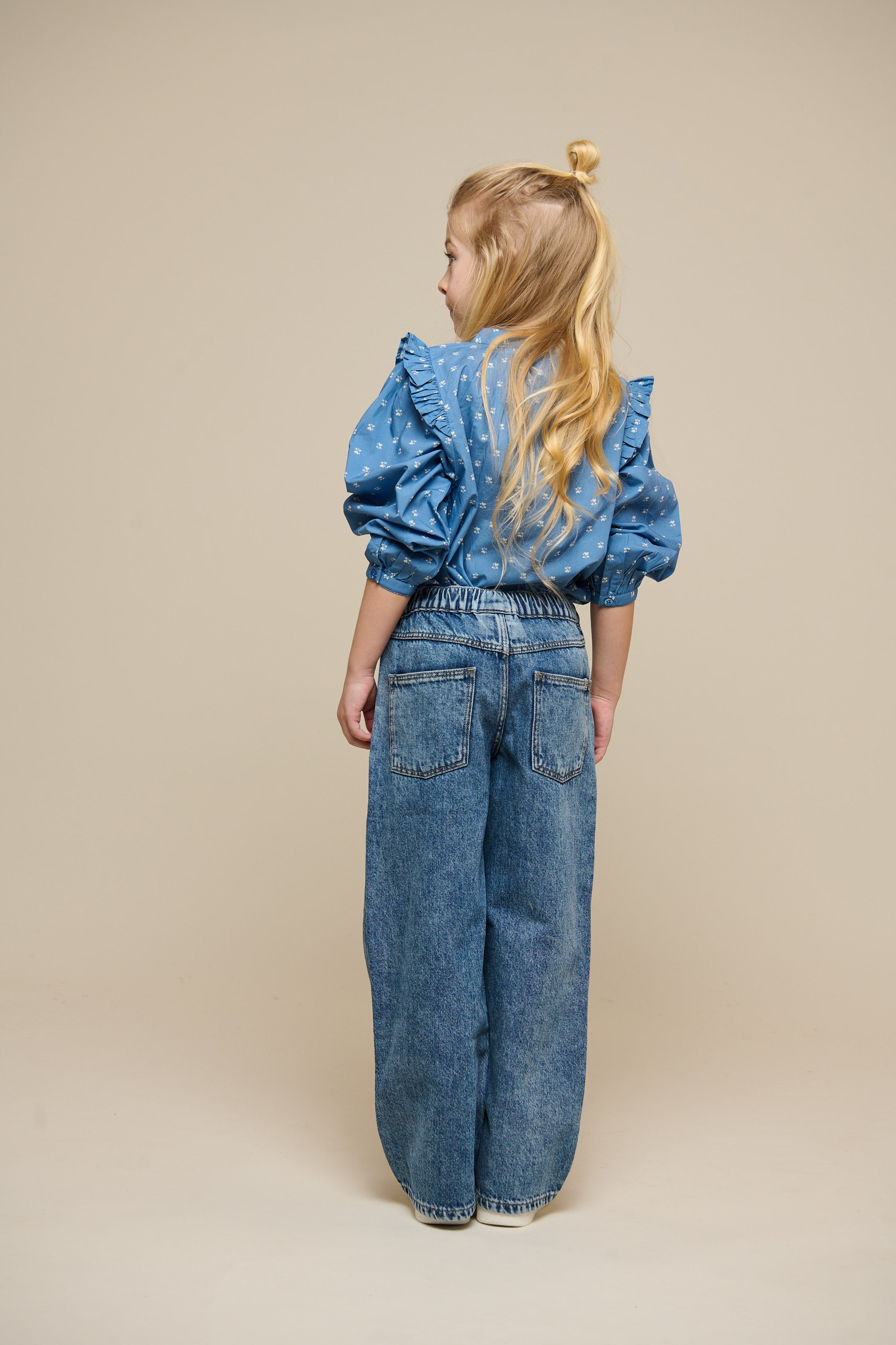 Bedrukte Poplin Overhemdblouse - Tween - Dusty Blue | 101087 Camilla