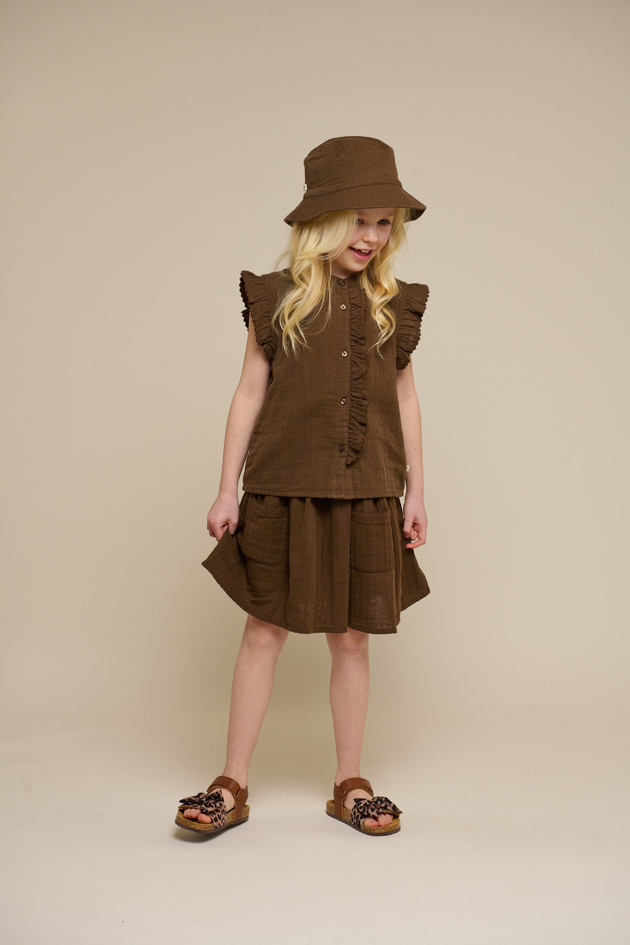 Mouwloze Top van Mousseline - Tween - Dark Brown | 100929 Jasmine