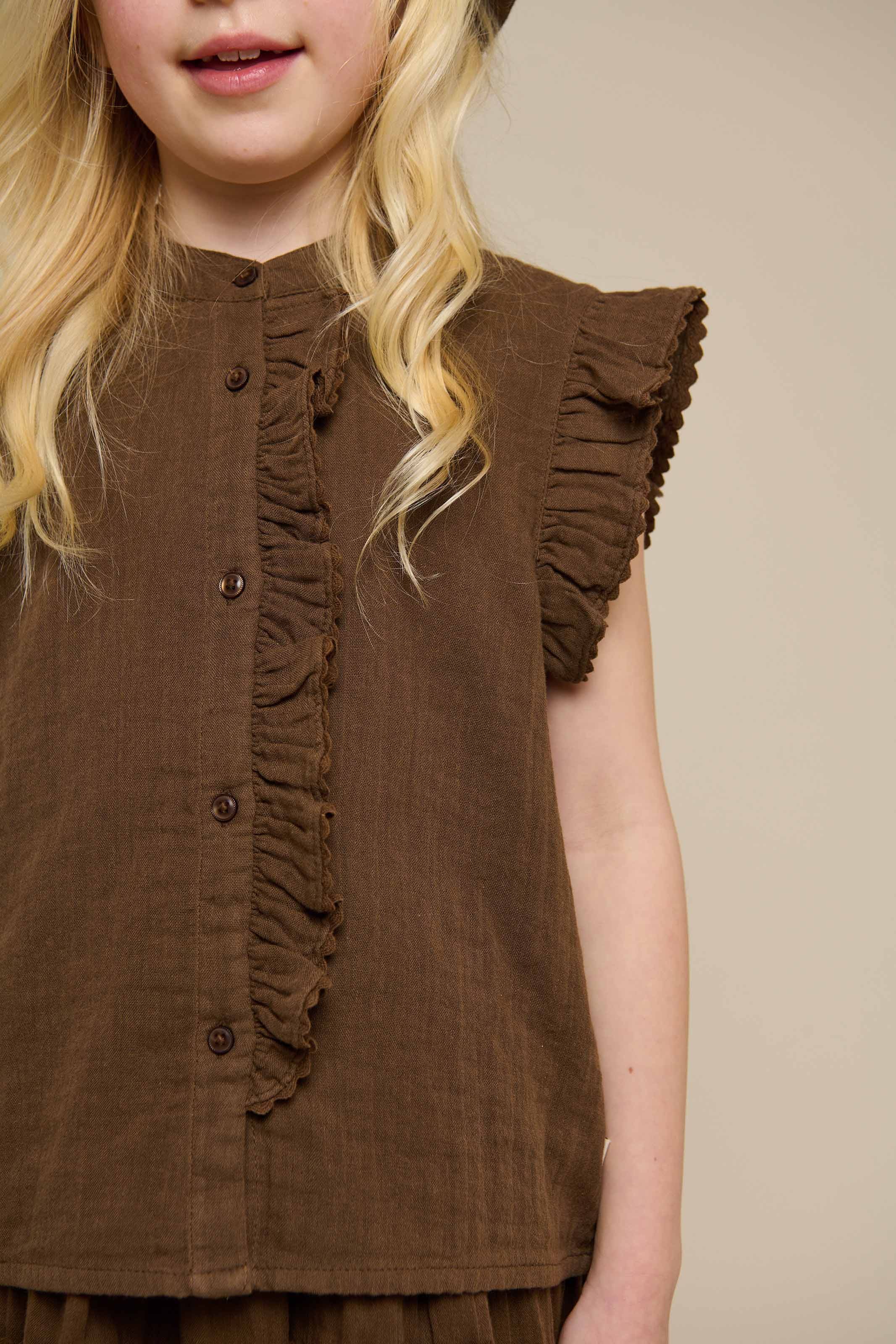 Mouwloze Top van Mousseline - Tween - Dark Brown | 100929 Jasmine