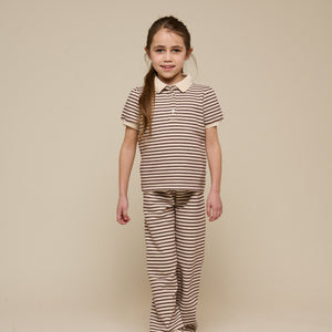 Gestreepte Jersey Polo - Tween - Brown | 101005 Emmie