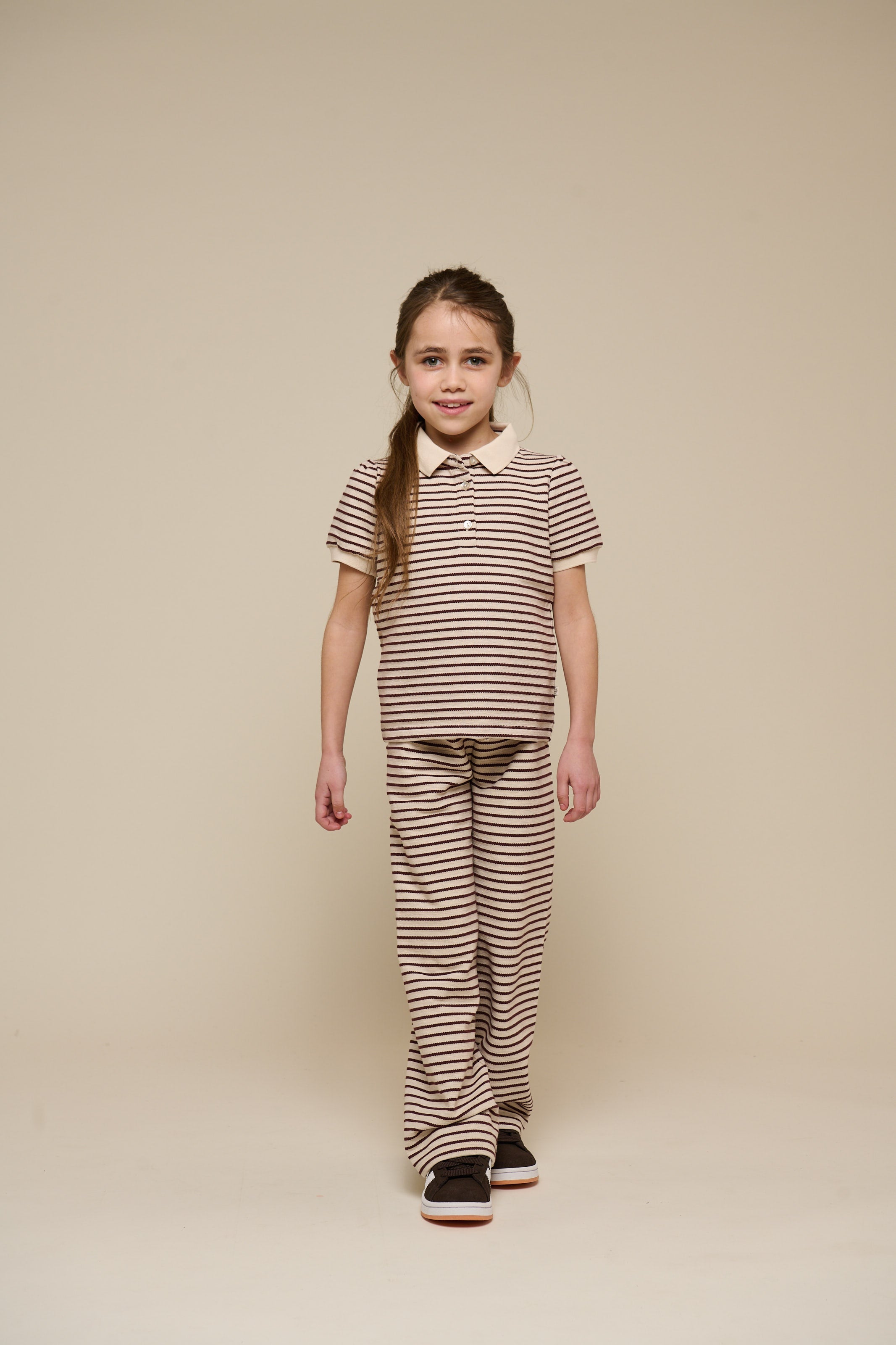 Gestreepte Jersey Polo - Tween - Brown | 101005 Emmie