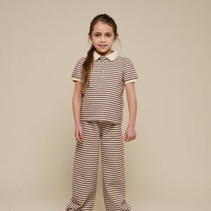 Gestreepte Wide-Leg Jersey Broek - Tween - Brown | 100997 Emmie