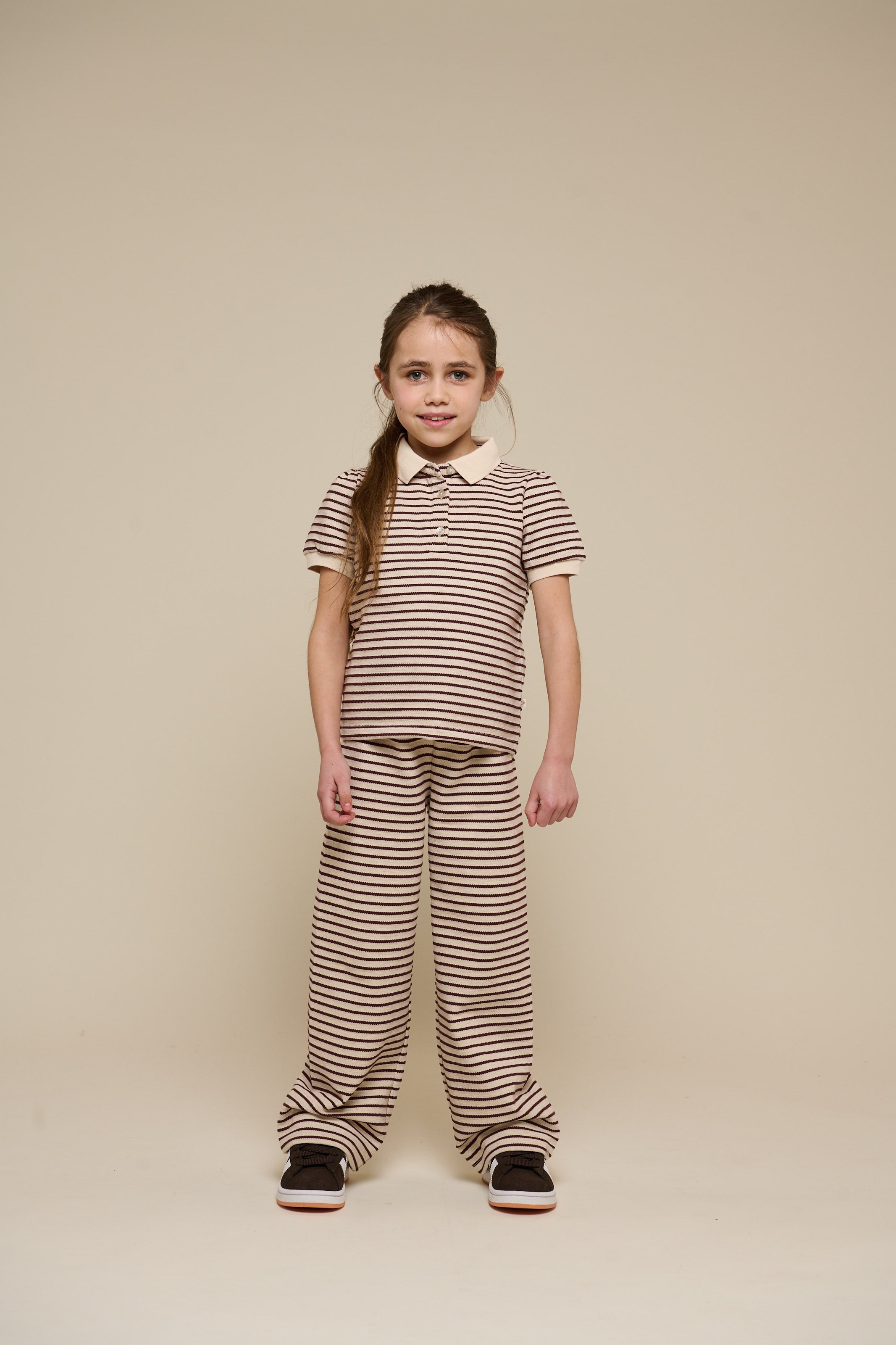 Gestreepte Wide-Leg Jersey Broek - Tween - Brown | 100997 Emmie
